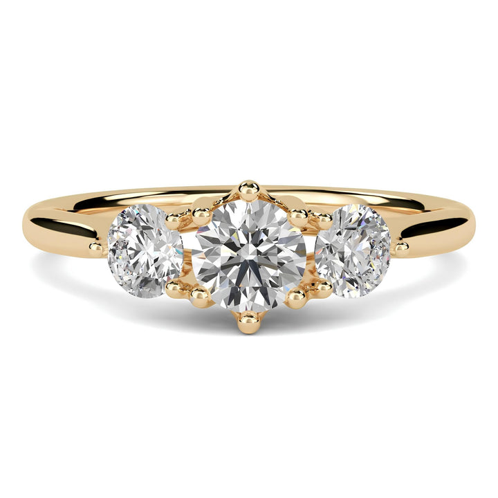 Sparkling Love: Three-Stone Lab-Grown Diamond Engagement Ring in VS/SI – Perfect Promise or Wedding Ring in 14K Gold