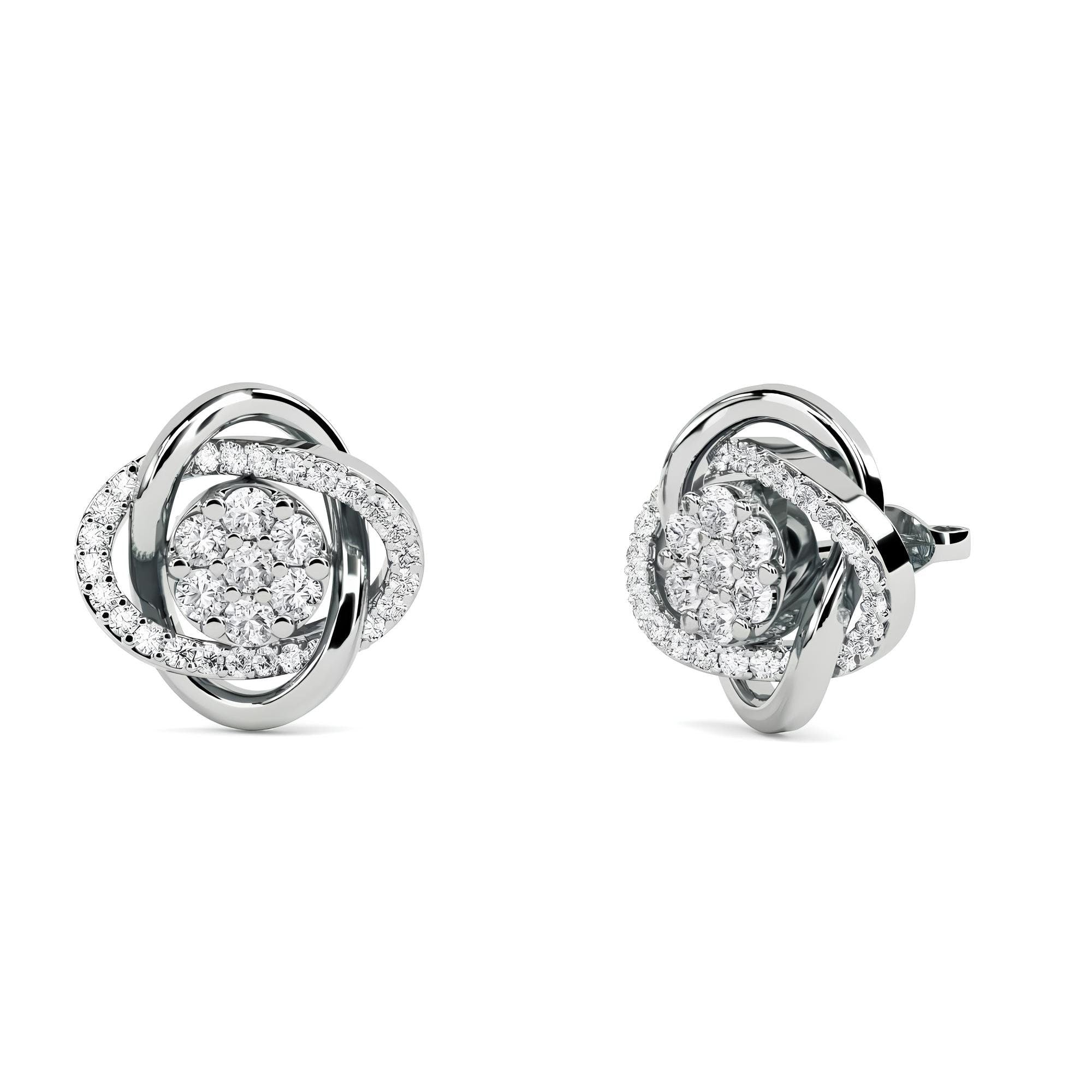 0.50 CTW Round Cut Lab-Grown Diamond Halo Knot Stud Earrings 14K Gold Perfect Valentine’s Day Gift