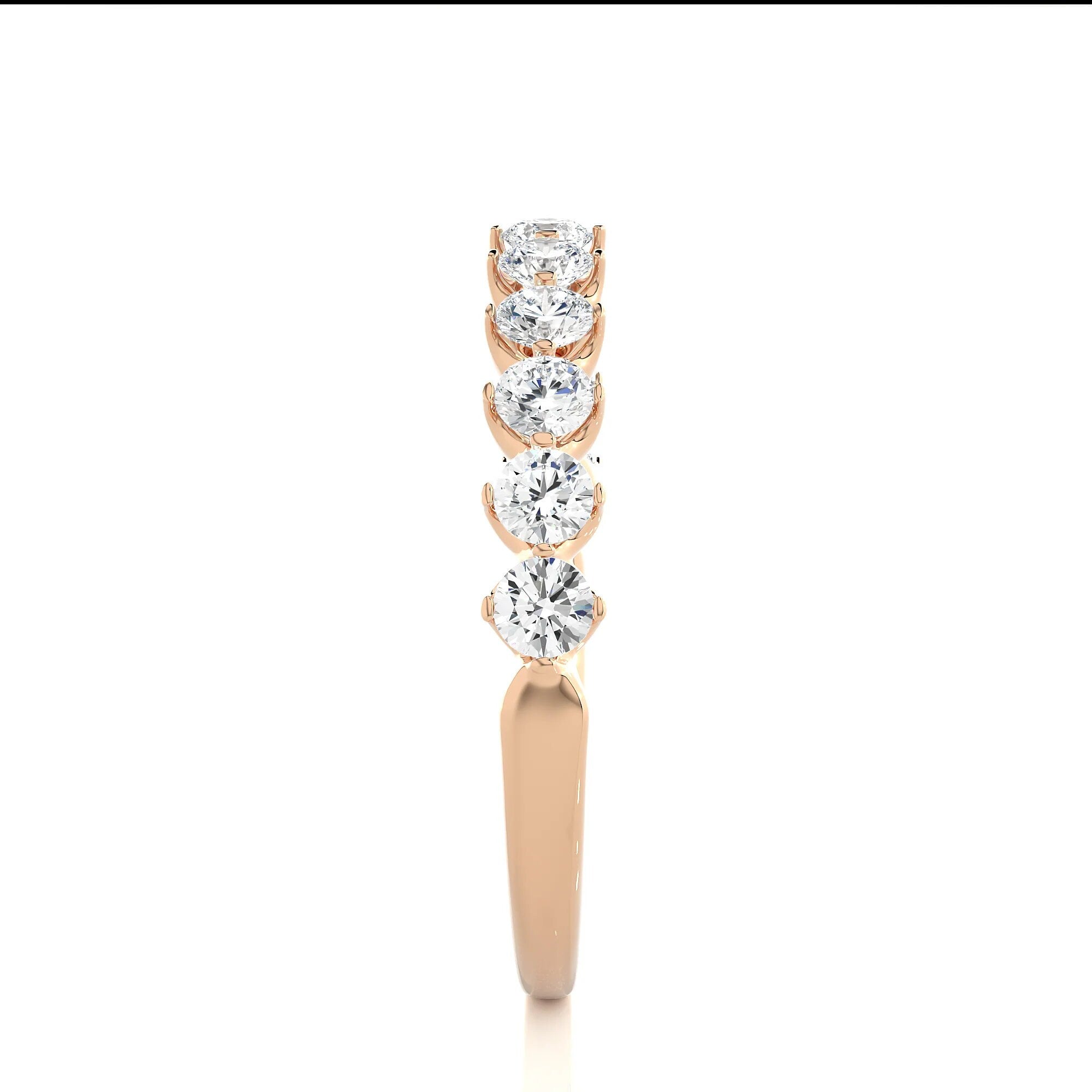 Floating Diamond Wedding Band – 1.10 TW Round Lab-Grown Diamonds | Half Eternity, Stackable, Matching Band, 14K Gold Band ,Gift for Her