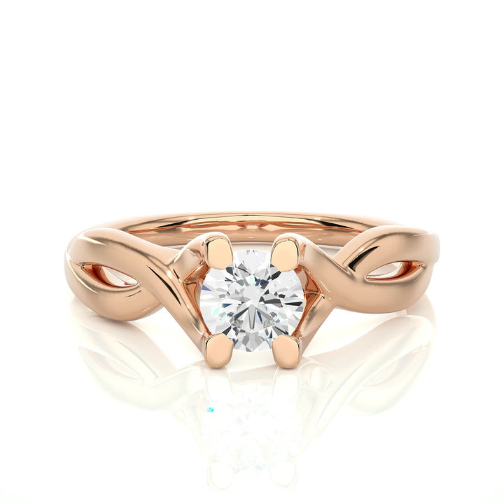 IGI Certified 0.25 - 2.00 Ct EF VS/SI Lab Grown Diamond Twisted Solitaire Engagement Ring / 14K Real Gold Ring