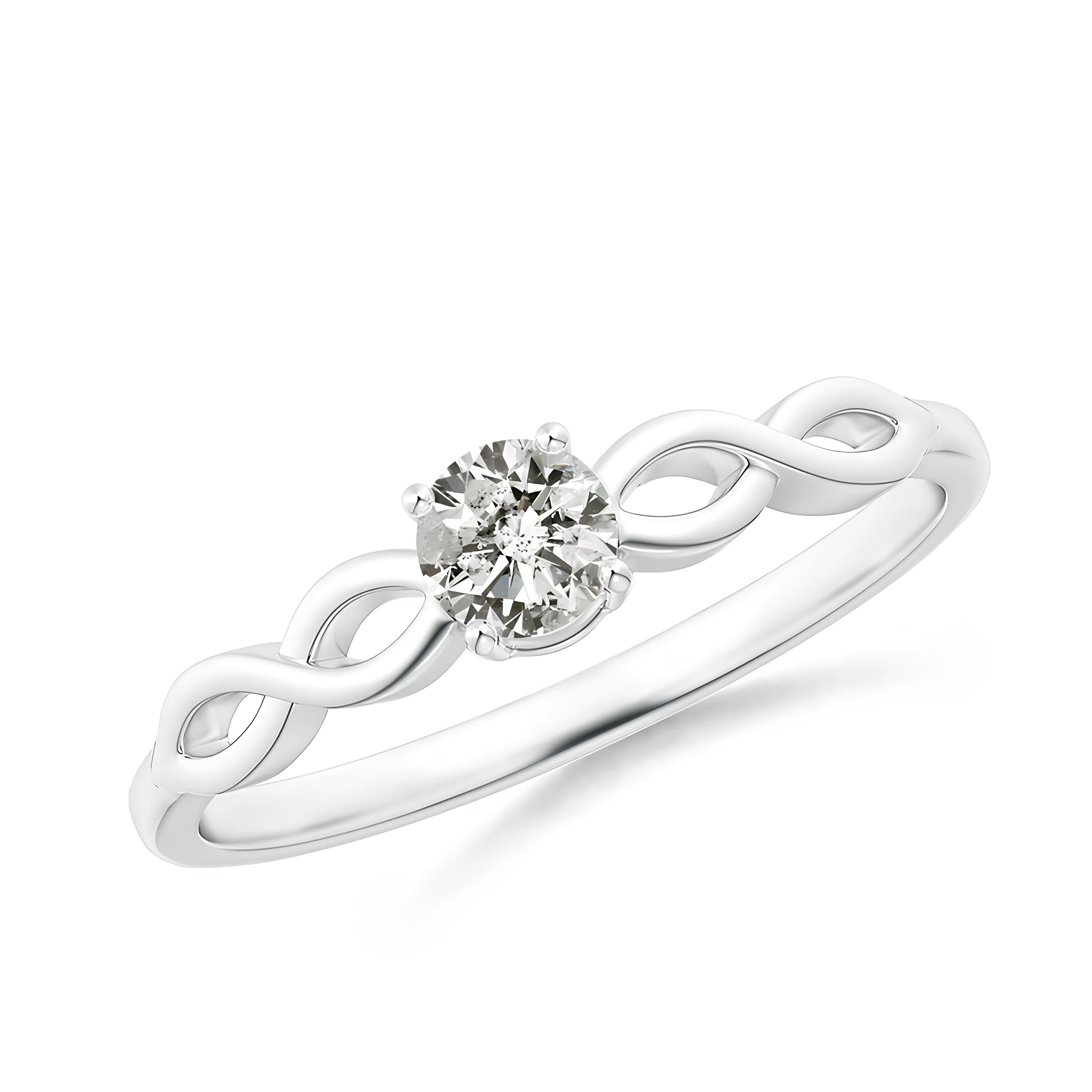 Infinity Shank Round Diamond Ring EF VS/SI Lab-Created Diamond Engagement Ring & Wedding Band in 14K Solid Gold