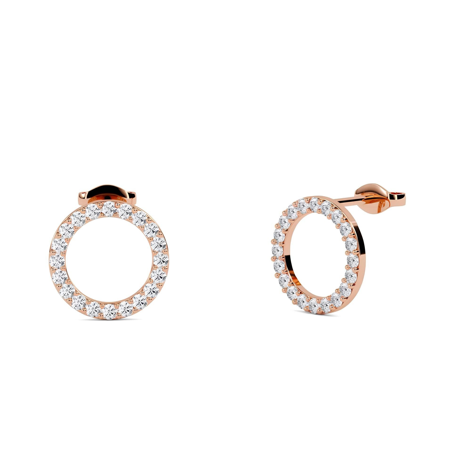 0.40 CTW Round Cut EF VS/SI Lab-Grown Diamond Circle Stud Earrings 14K Gold Diamond Studs