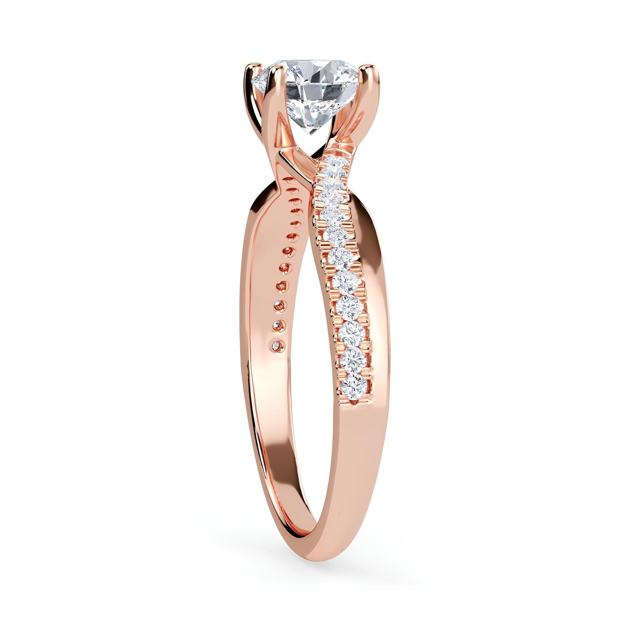Timeless Elegance: EF VS/SI Lab-Grown Diamond Twisted Solitaire Engagement Ring in 14K Gold & Platinum – Perfect Anniversary or Wedding Gift for Her