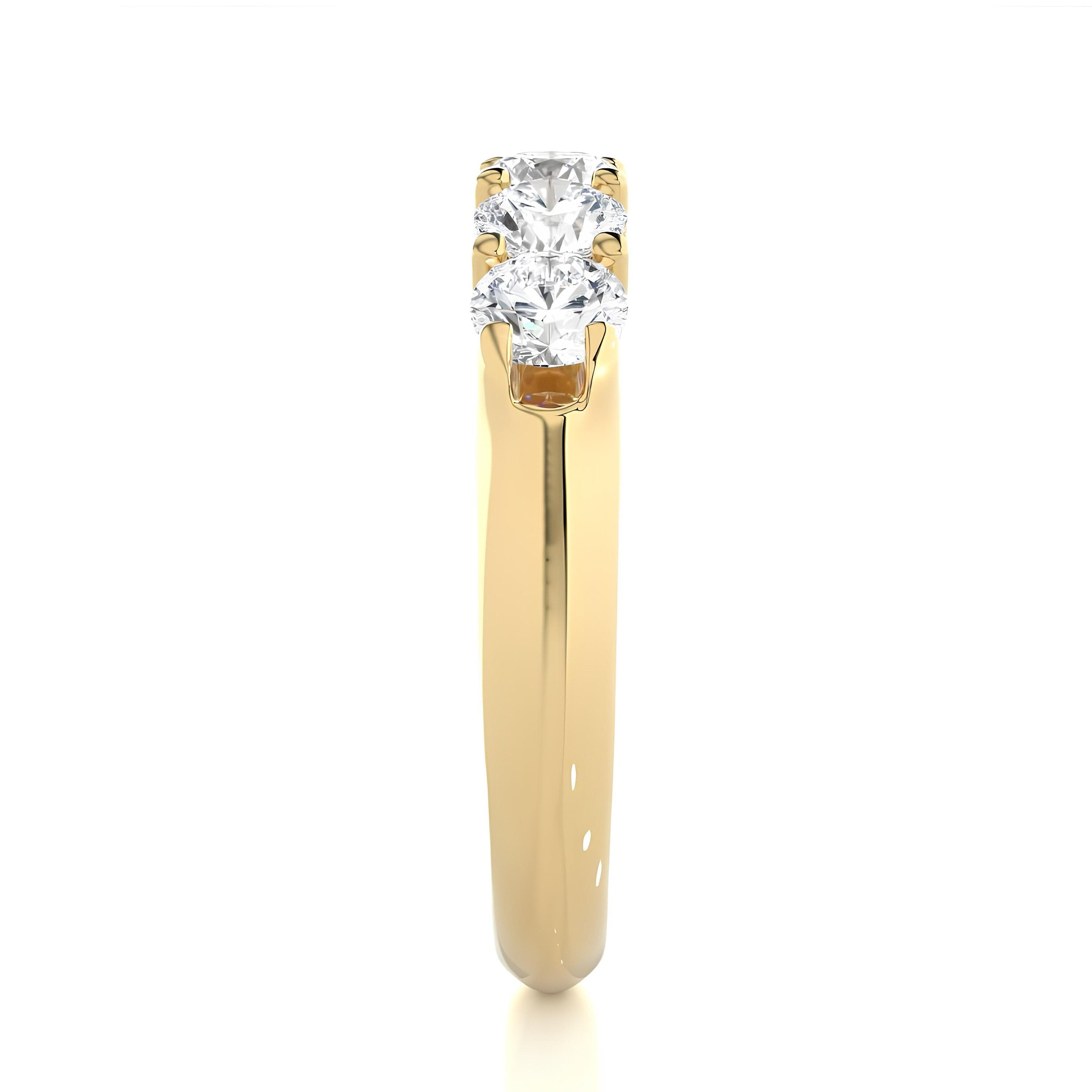 1.00 Carat Lab-Grown Diamond 5-Stone Half Eternity Band – Prong Set 14K Gold Wedding Ring