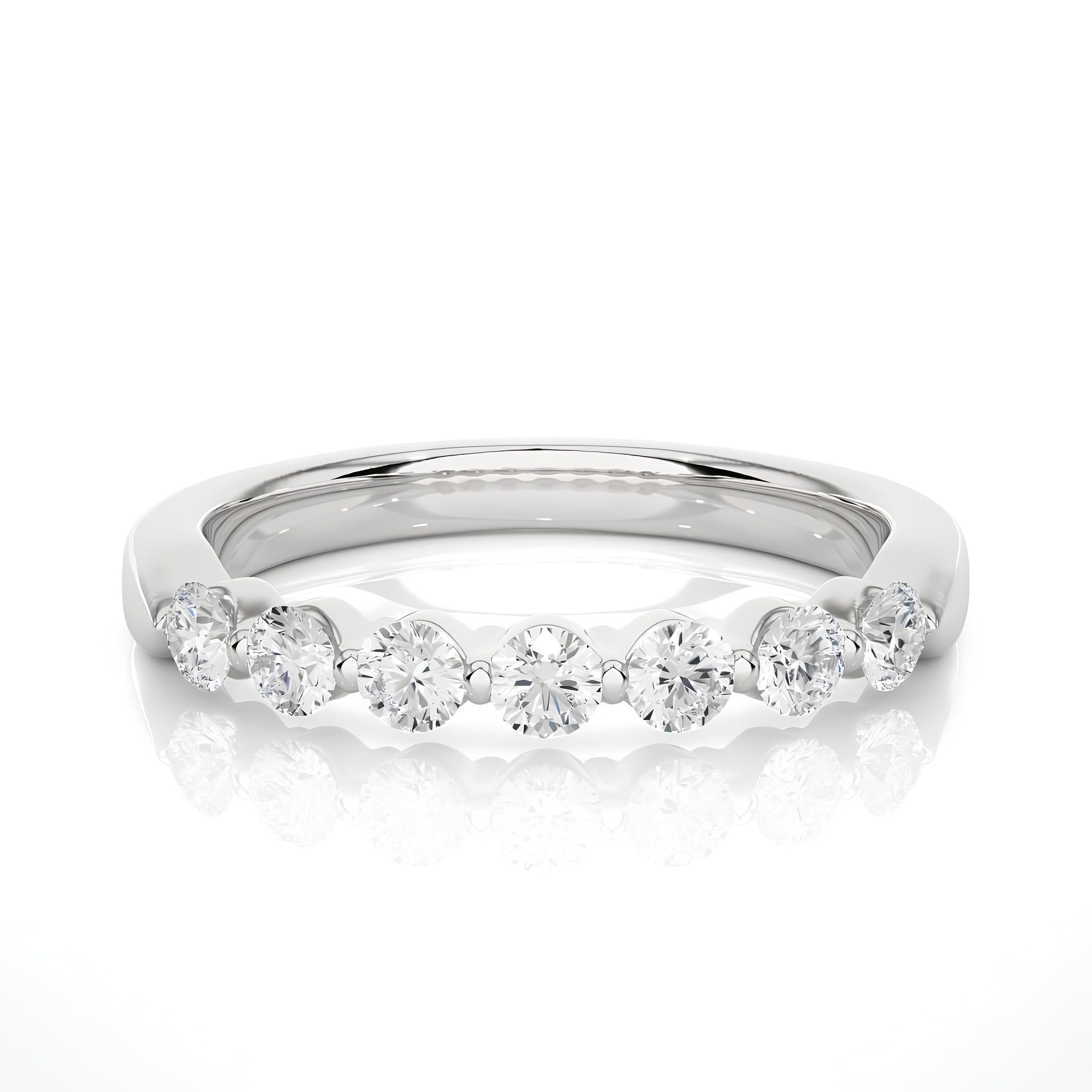 0.56 TW Lab-Grown Diamond Bar Set Eternity Ring 14K White Gold Stacking Wedding Band