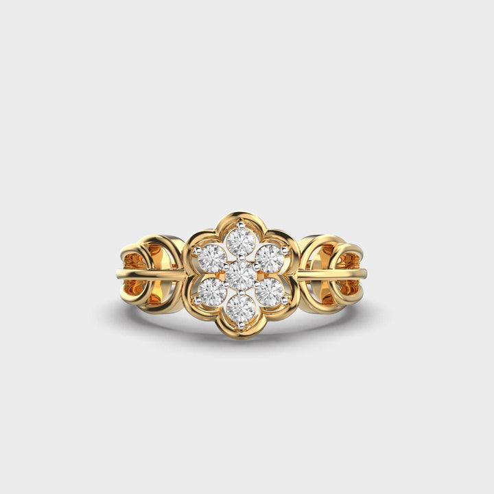 Elegant Flower Diamond Ring EF VS/SI Lab-Created Diamond Half Eternity Engagement & Wedding Band for Women in 14K Solid Gold