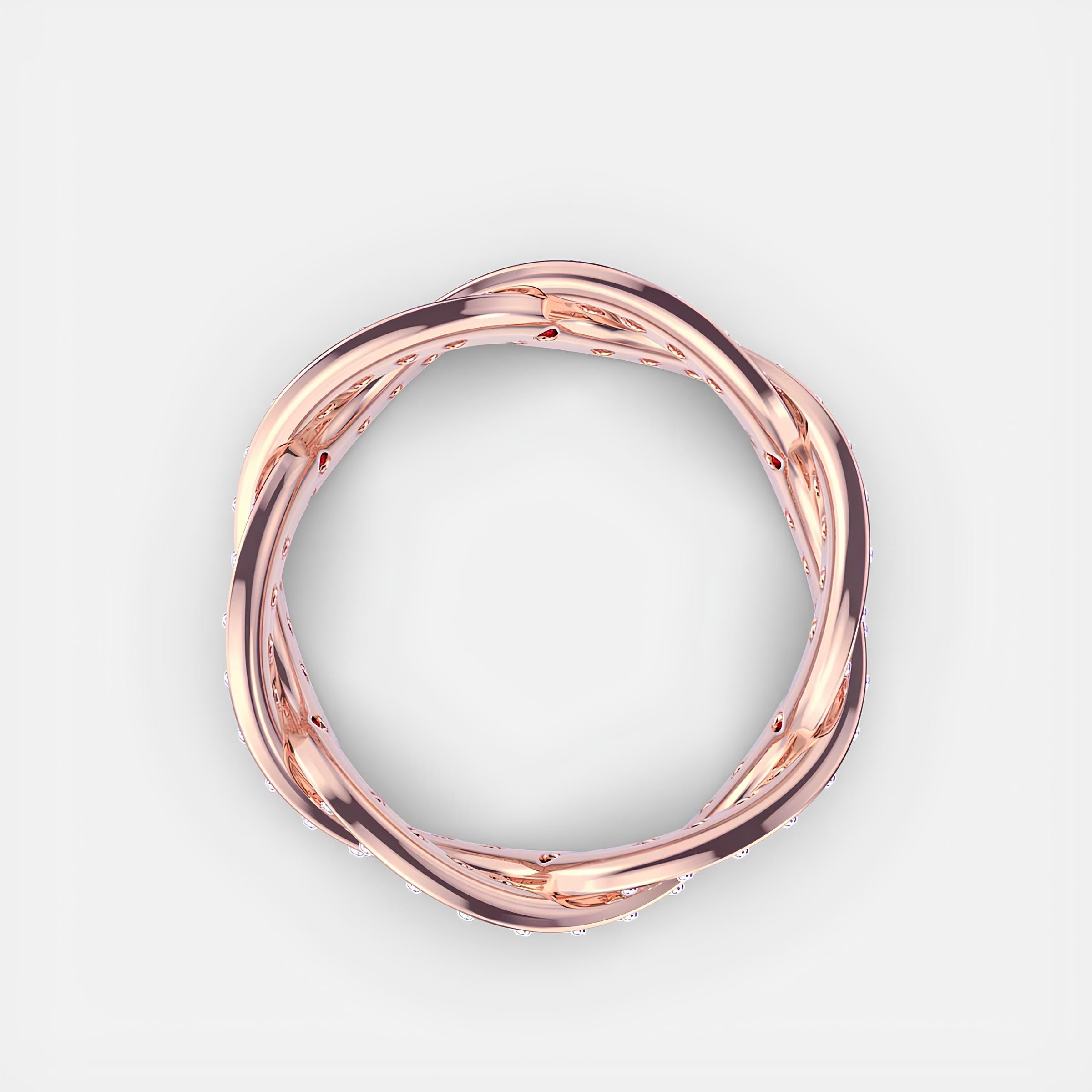 Swirling Harmony Round EF VS/SI Lab-Created Diamond Eternity Wedding Band – 14K Gold