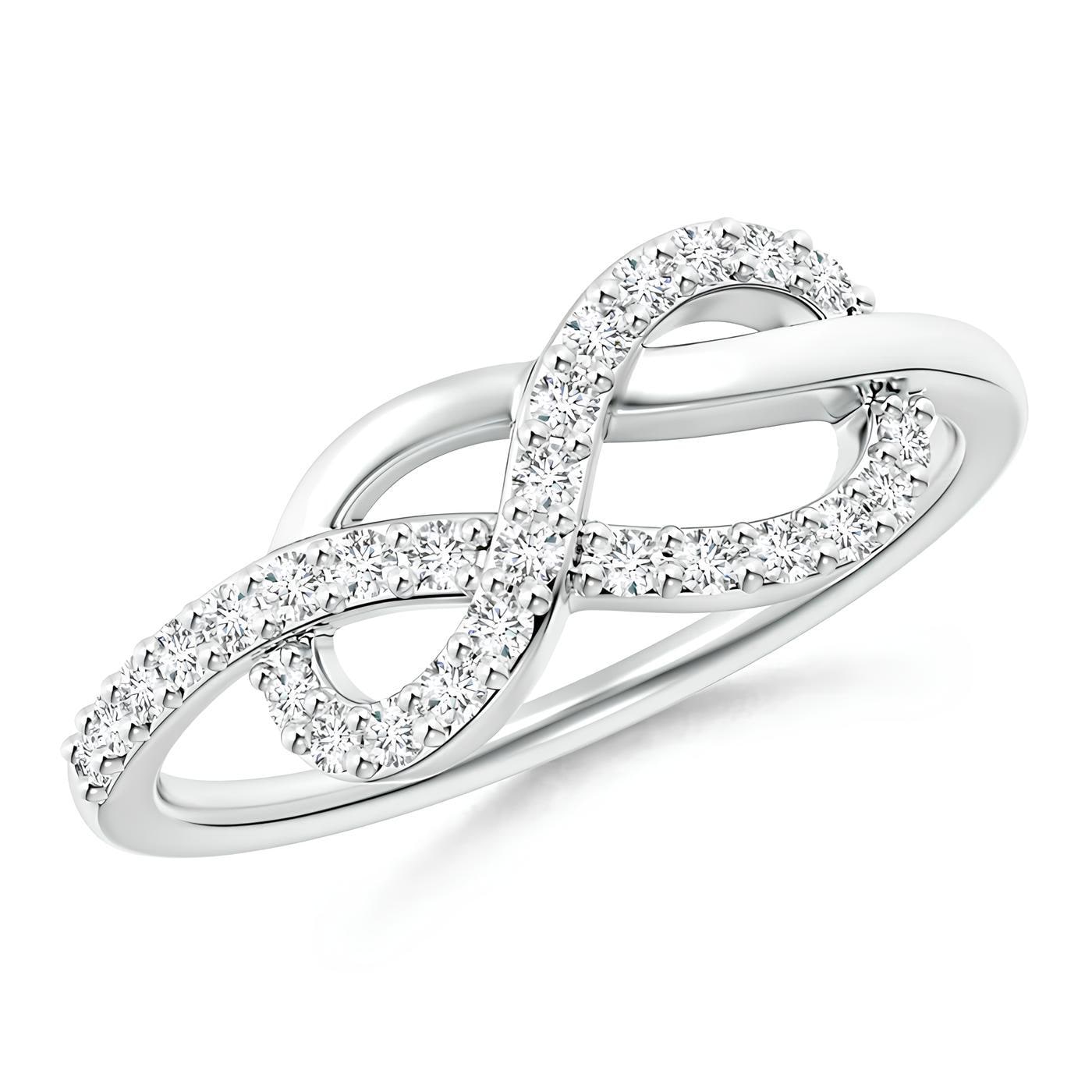 Elegant Infinity Knot Wedding Ring EF Lab-Grown Round Cut Diamonds 14K White Gold | Prong-Set Women's Half Eternity Band