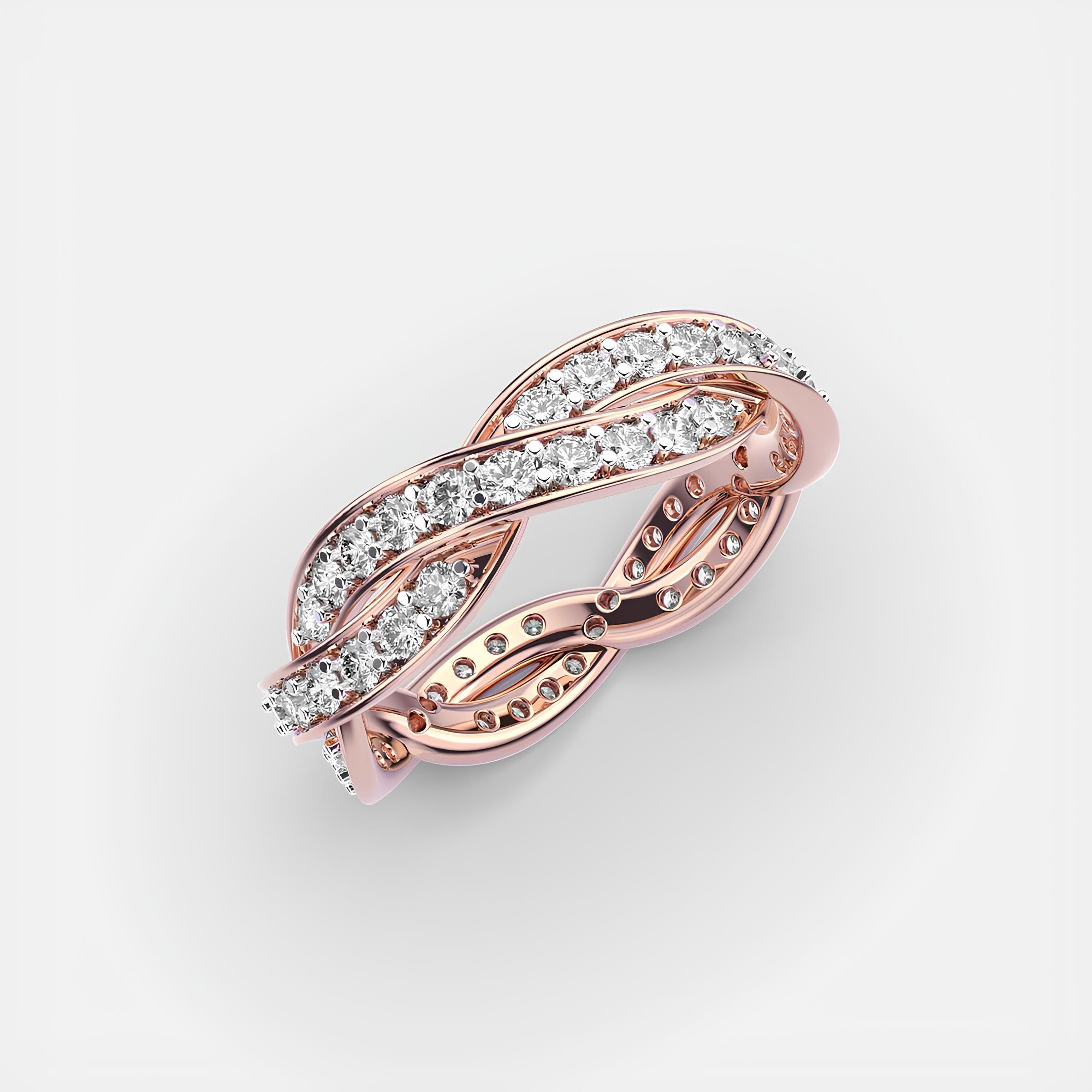 Swirling Harmony Round EF VS/SI Lab-Created Diamond Eternity Wedding Band – 14K Gold