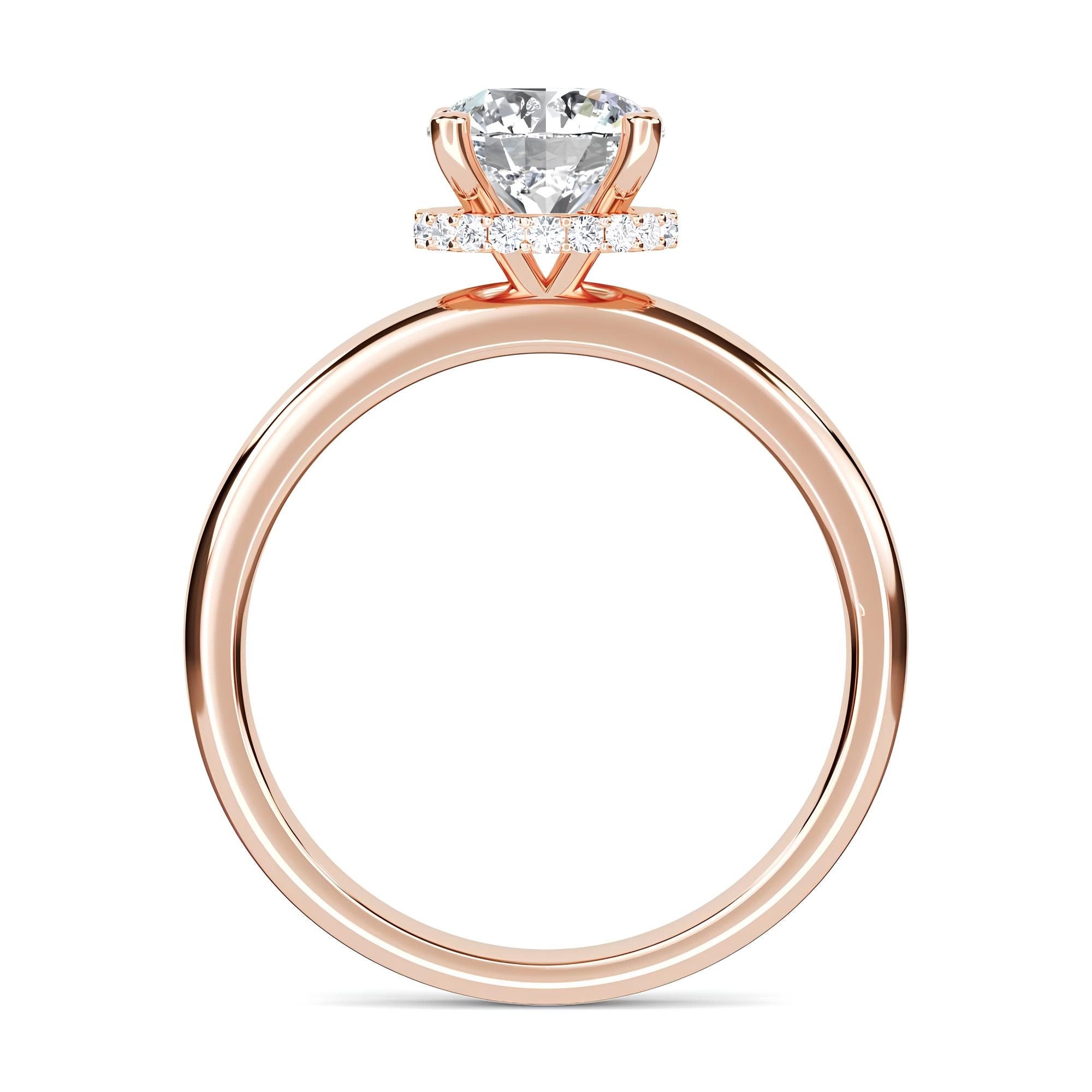 Vintage-inspired Hidden Halo 1.50 Carat Lab Grown Diamond Engagement Ring/ Wedding Band in 14K Solid Gold - Perfect for Promises and Forever
