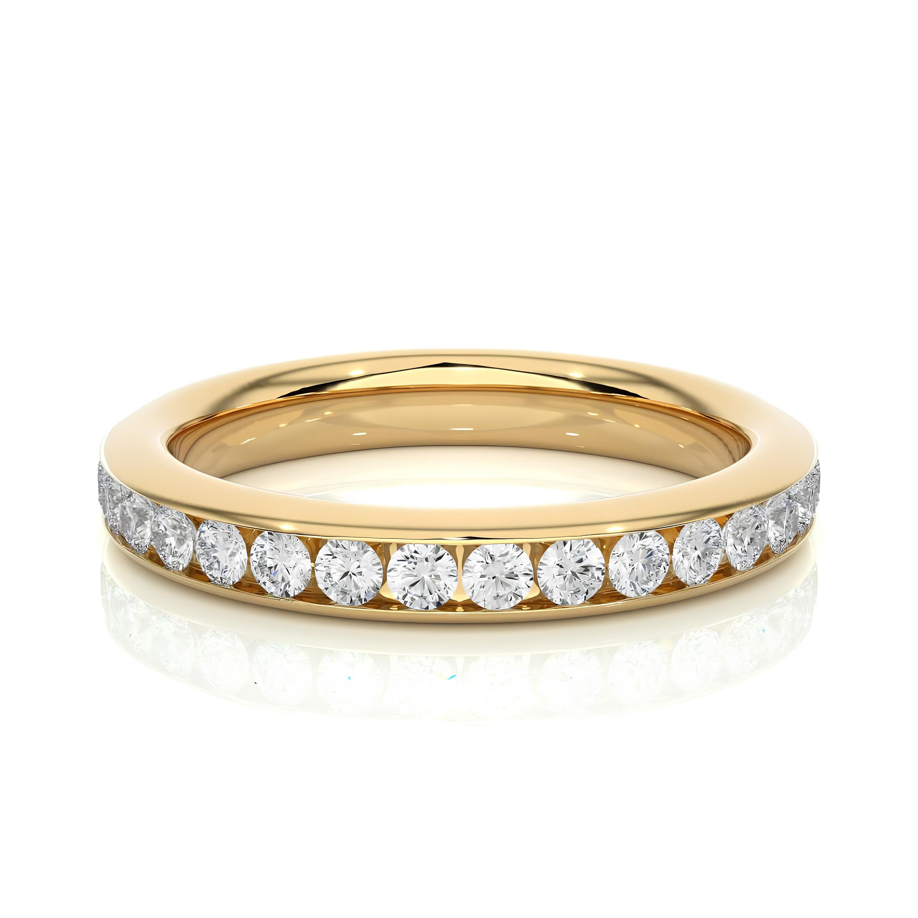 2.00MM Lab-Grown Diamond Half Eternity Band – Channel-Set VS/SI Diamonds 14K Gold | Unique Wedding Ring