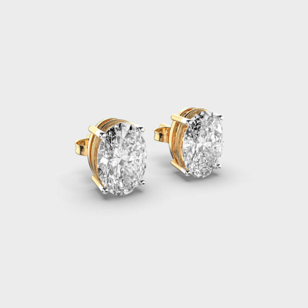 1.00 CT Oval Cut Certified VS/SI Lab Grown Diamond Women's Stud Earrings 925 Sterling Silver With Vermeil Gold