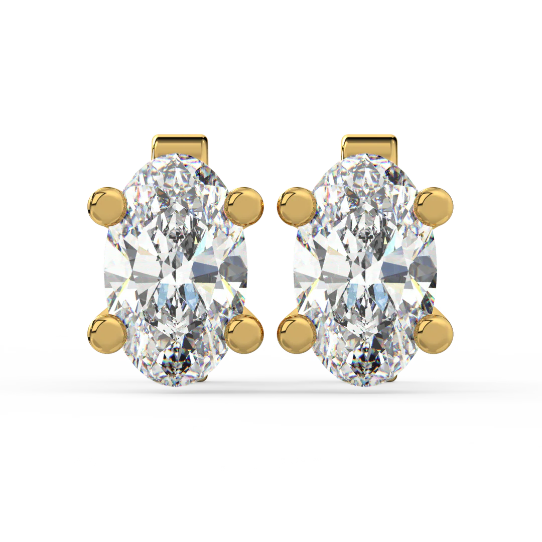 0.50 CT Oval Cut Certified VS/SI Lab Grown Diamond Stud Earrings 925 Sterling Silver With Vermeil Gold