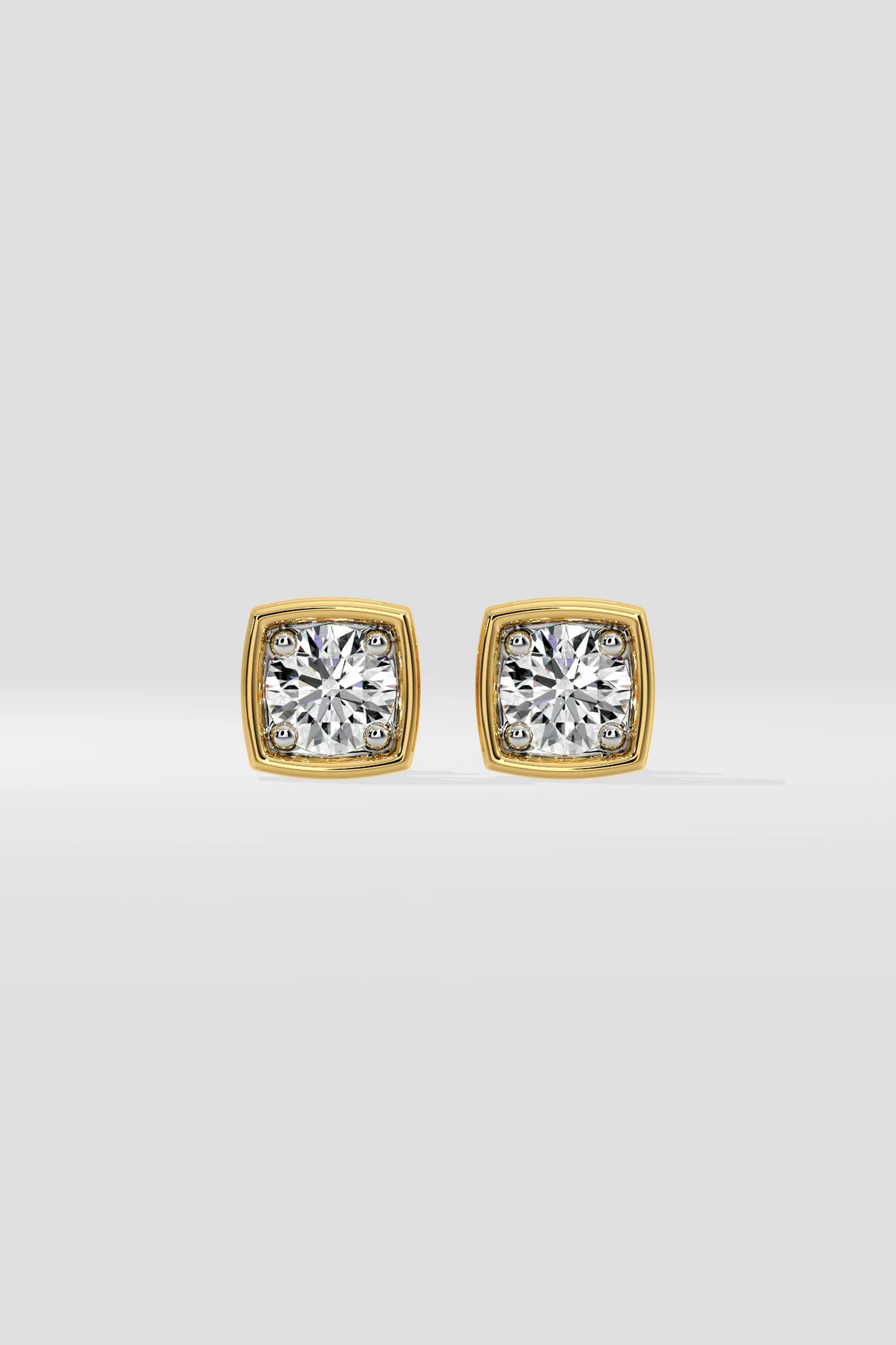 0.50 CT Round Cut Certified VS/SI Lab Grown Diamond Bezel Set Stud Earrings 925 Sterling Silver With Vermeil Gold