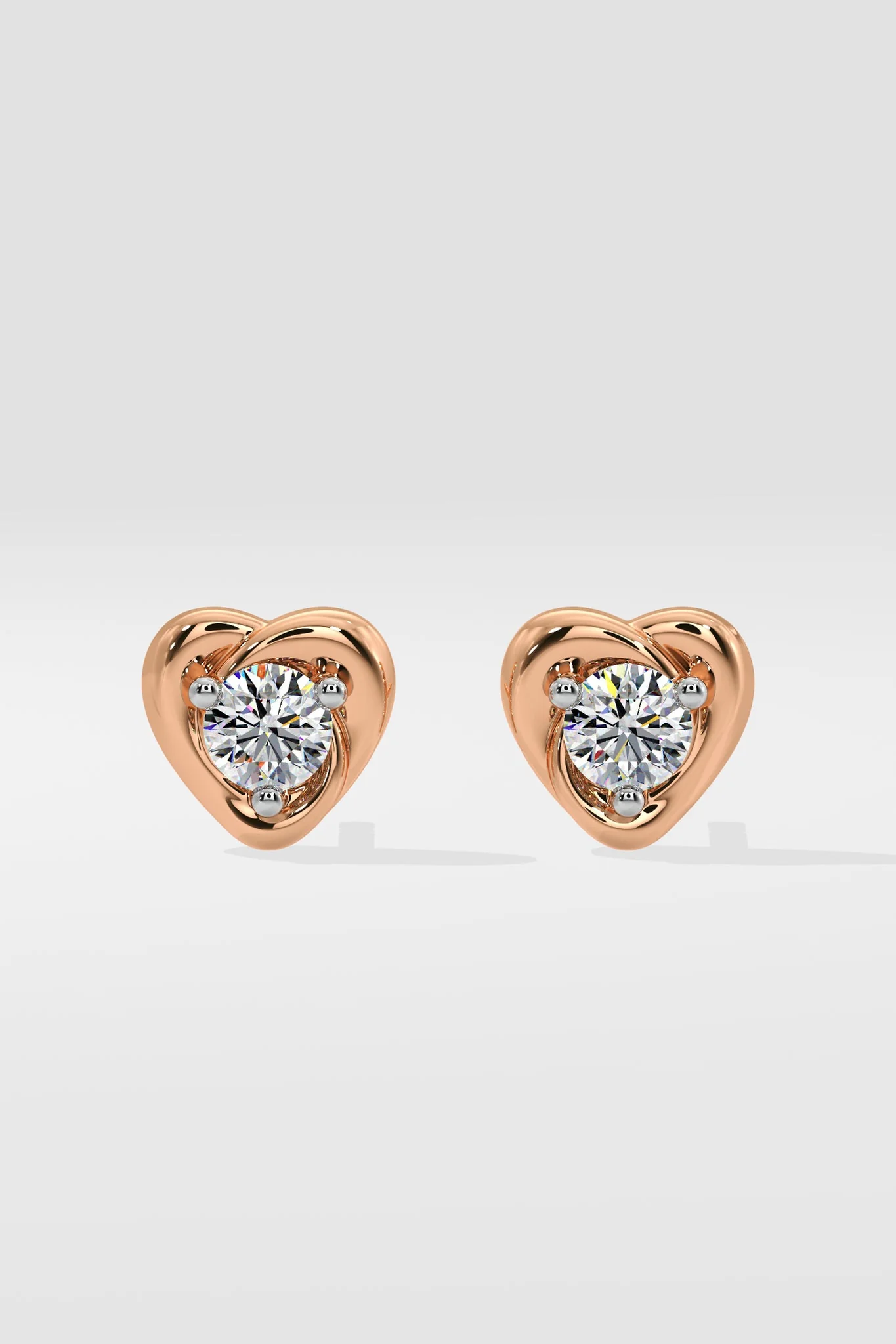 0.50 CT Round Cut Certified VS/SI Lab Grown Diamond Heart Shape Stud Earrings 925 Sterling Silver With Vermeil Gold