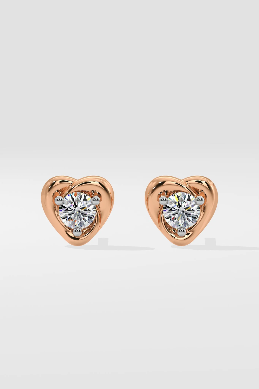 0.50 CT Round Cut Certified VS/SI Lab Grown Diamond Heart Shape Stud Earrings 925 Sterling Silver With Vermeil Gold