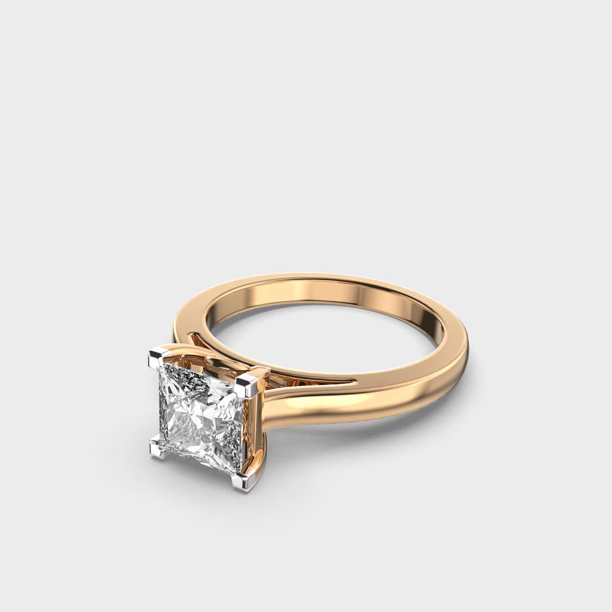 Certified 1.00 CT Princess Cut EF VS/SI Lab Grown Diamond Engagement Ring 925 Sterling Silver With Vermeil Gold