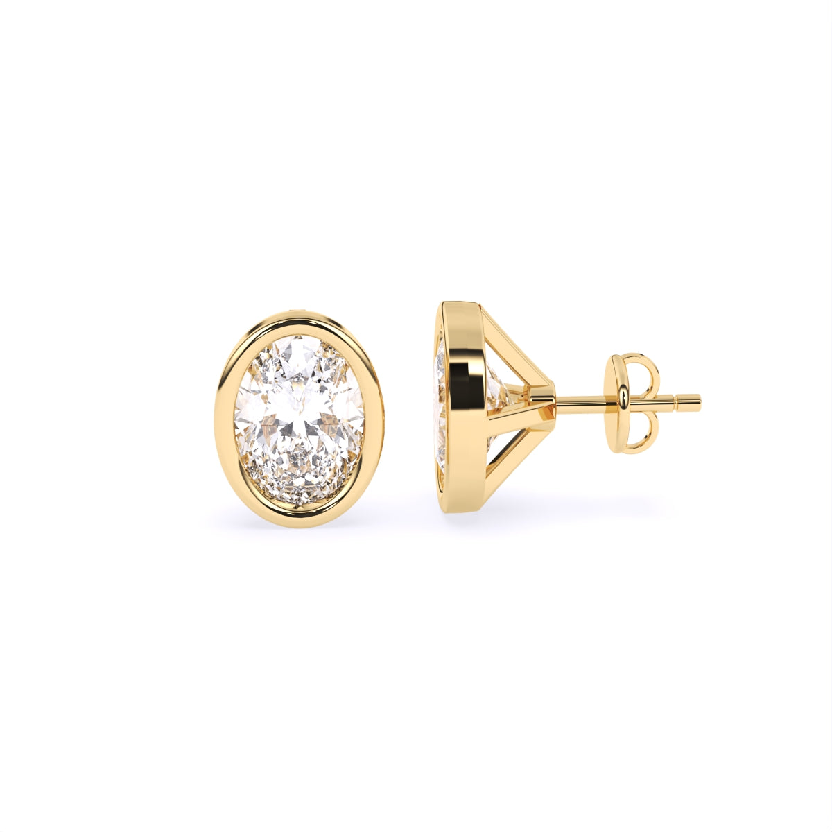Women's Stud Earrings 1.00 CT Oval Cut Certified VS/SI Lab Grown Diamond 925 Sterling Silver With Vermeil Gold