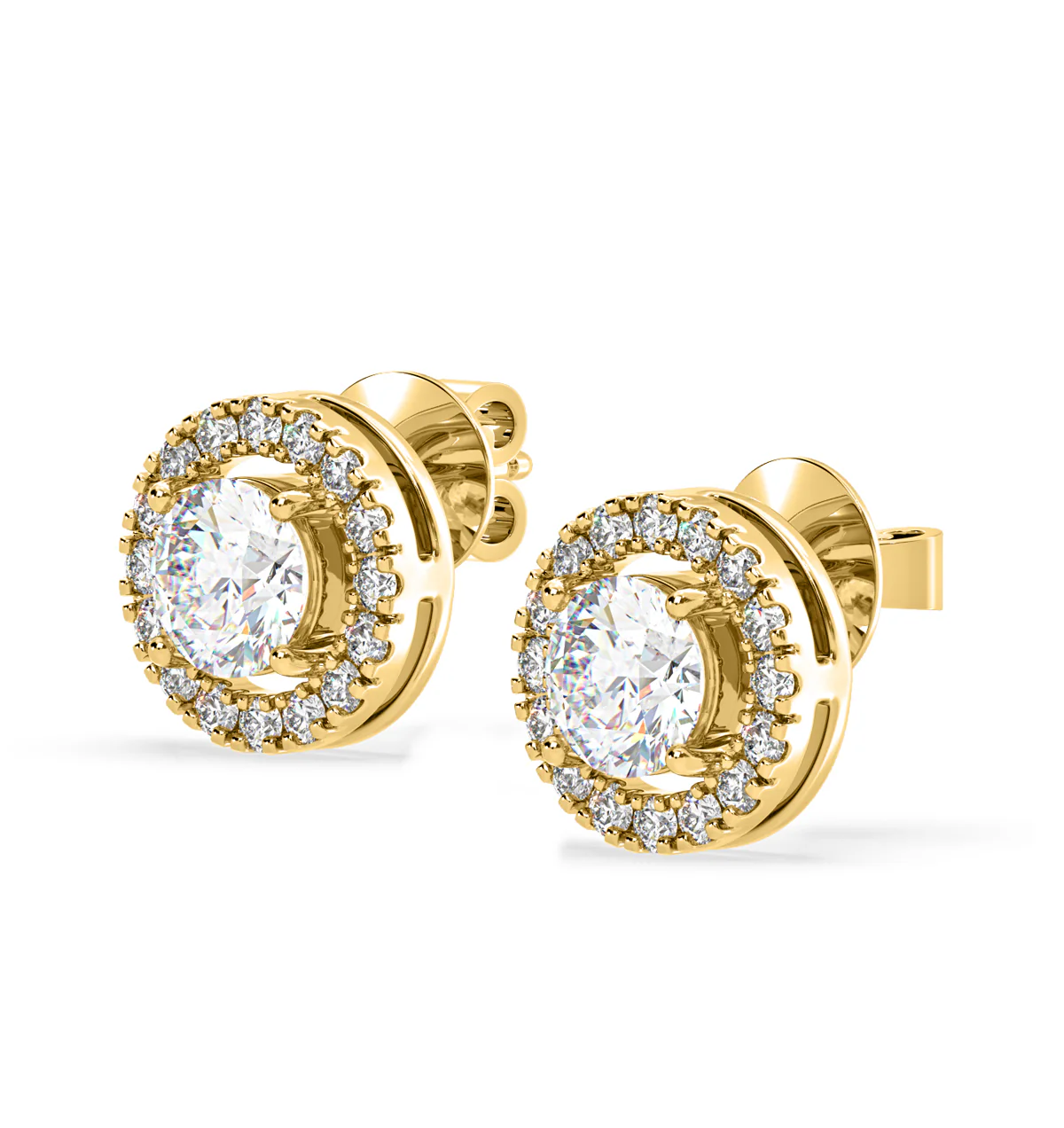 925 Sterling Silver With Vermeil Gold 0.82 CT Round Cut Certified VS/SI Lab Grown Diamond Stud Earrings
