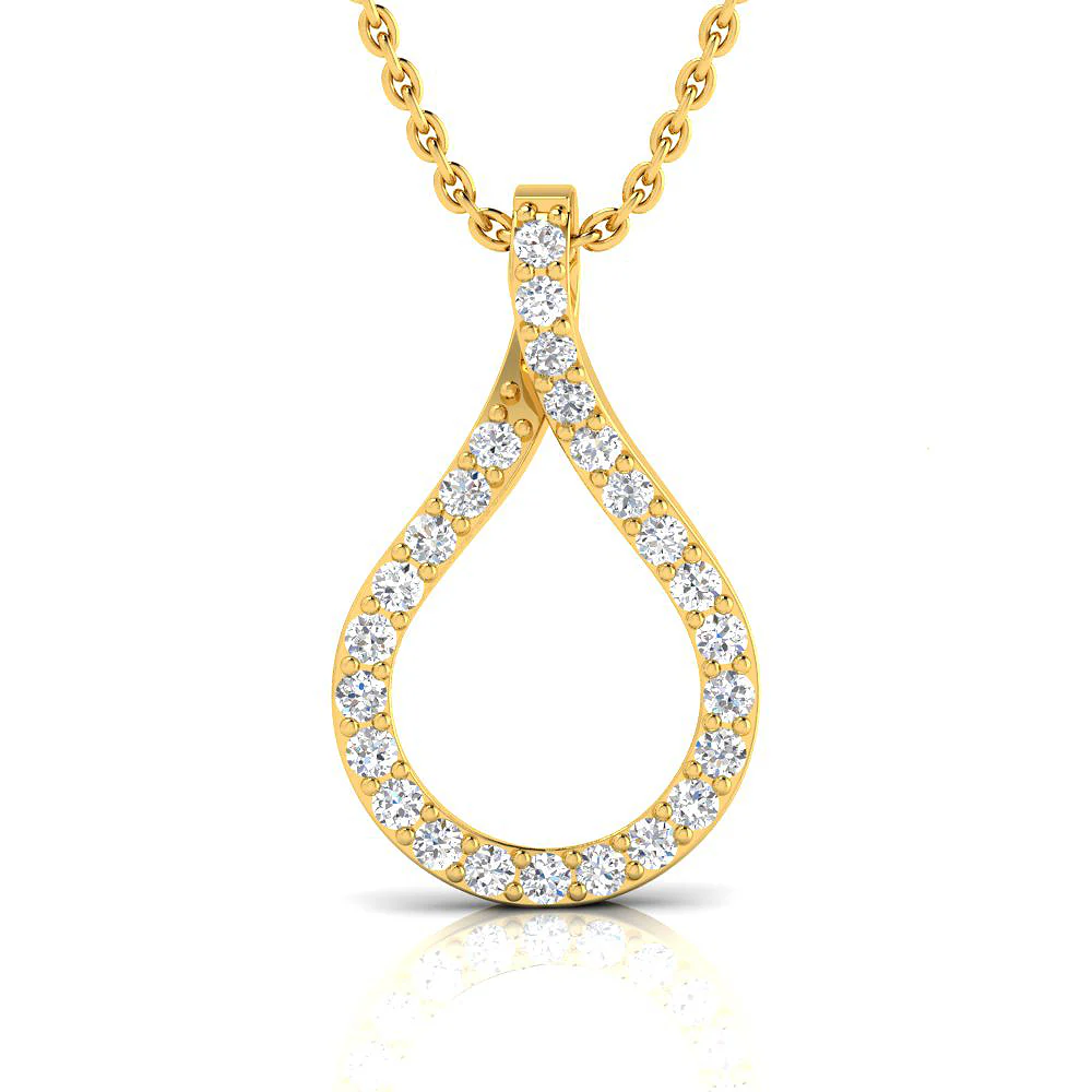 0.75 CT Round Cut EF VS/SI Lab Grown Diamond Drop Shaped Pendant 925 Sterling Silver With Vermeil Gold (Without Chain)
