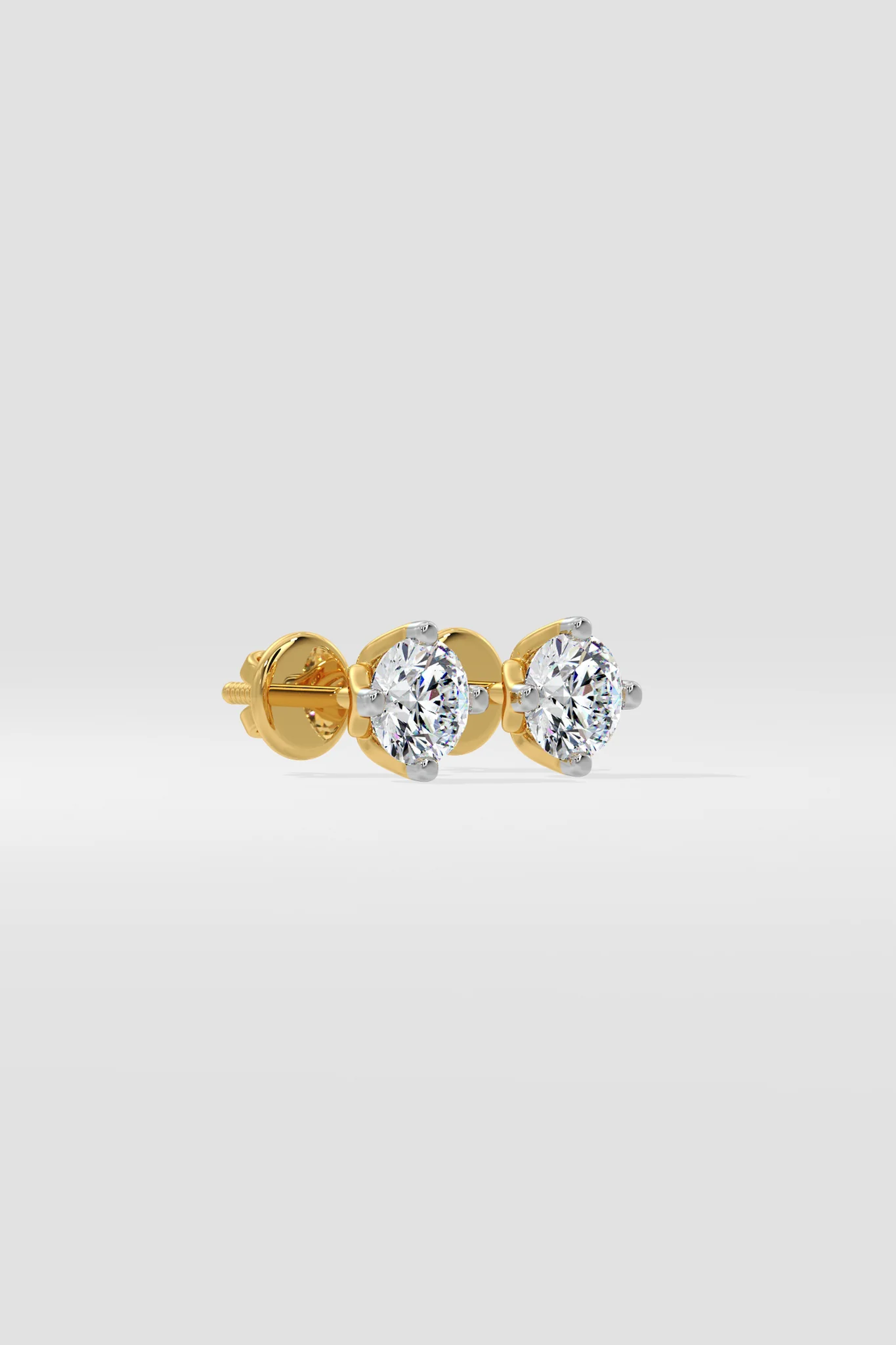 0.50 CT Round Cut Certified VS/SI Lab Grown Diamond Stud Earrings 925 Sterling Silver With Vermeil Gold