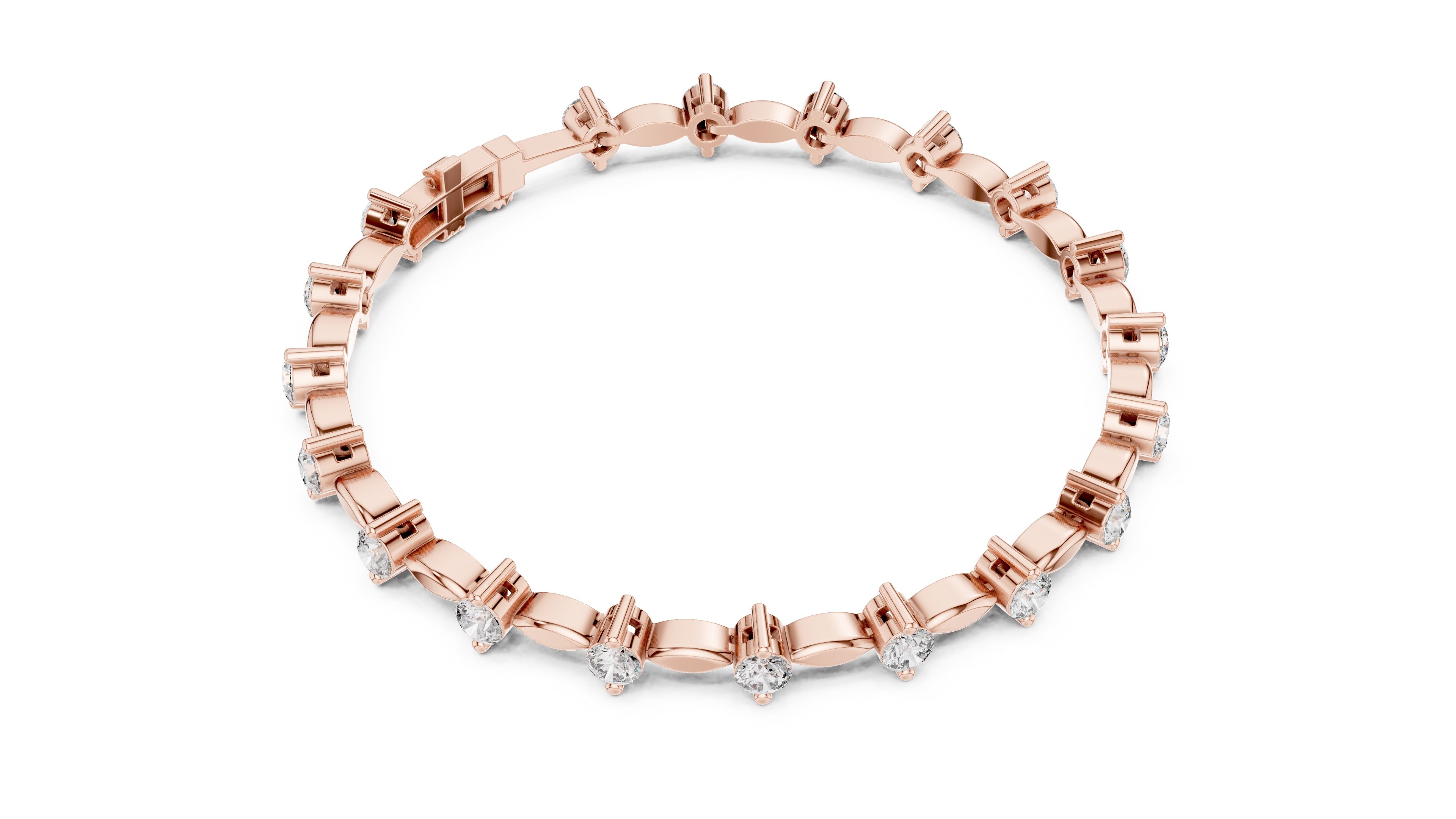 2.09 CT EF VS/SI Lab Grown Certified Round Cut Diamond Tennis Wedding Bracelet For Women's 14K Rose Gold