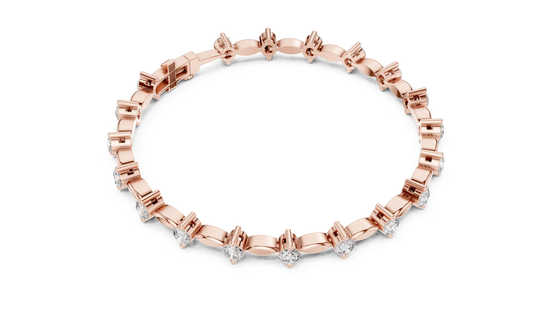 2.09 CT EF VS/SI Lab Grown Certified Round Cut Diamond Tennis Wedding Bracelet For Women's 14K Rose Gold