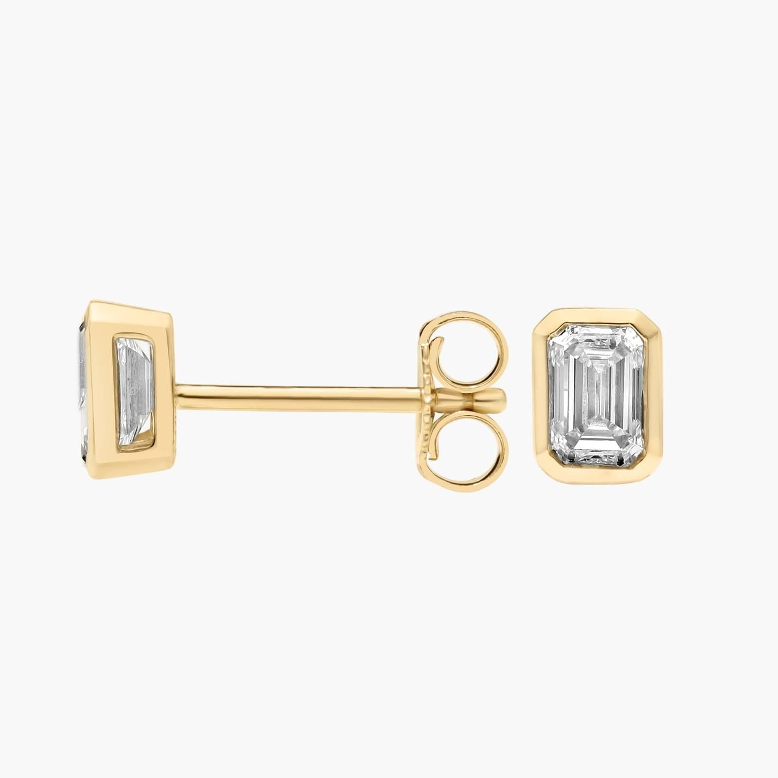 0.50 CT Emerald Cut Certified VS/SI Lab Grown Diamond Stud Earrings925 Sterling Silver With Vermeil Gold