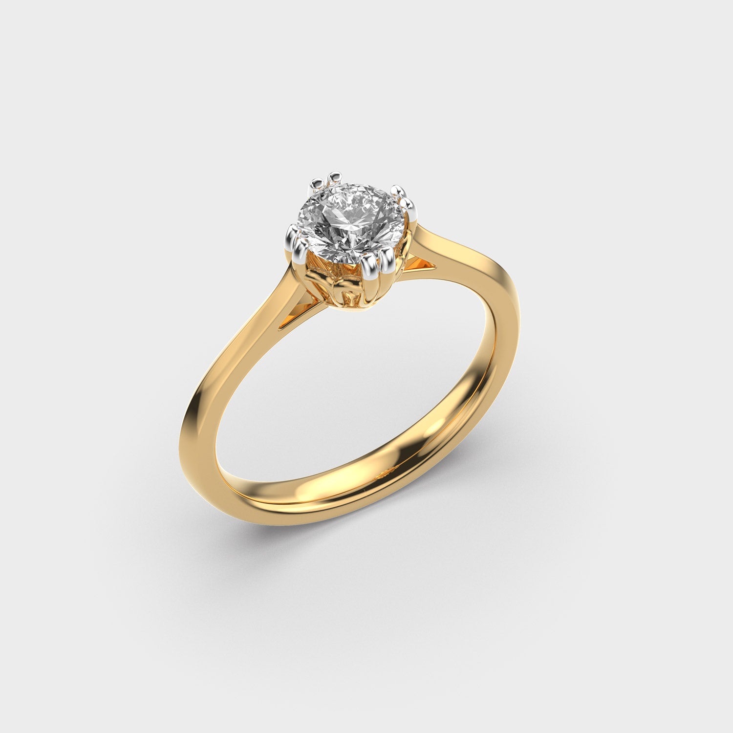 Certified 1.00 CT Round Cut EF VS/SI Lab Grown Diamond Women's Anniversary Ring 925 Sterling Silver With Vermeil Gold
