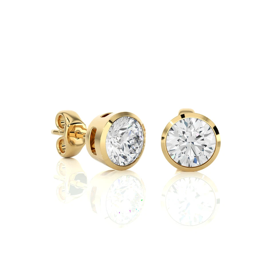 1 CT Certified Round Cut EF VS/SI Lab Grown Diamond Stud Earrings 925 Sterling Silver With Vermeil Gold