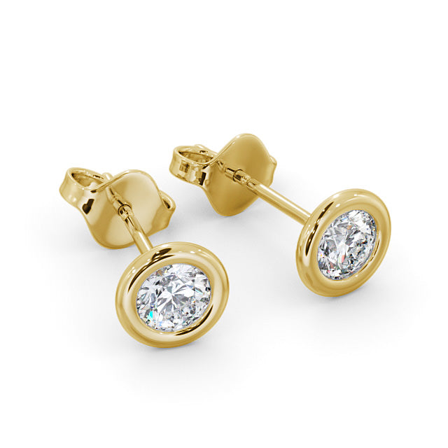 Certified 1.00 CT Lab Grown Diamond Women's Stud Bezel Set Earrings 925 Sterling Silver With Vermeil Gold