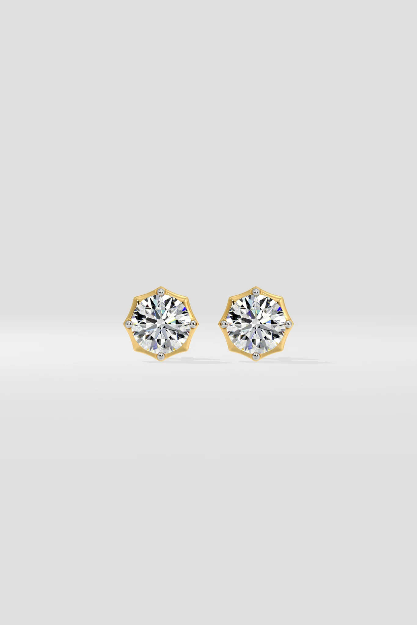 925 Sterling Silver With Vermeil Gold 0.50 CT Round Cut Certified VS/SI Lab Grown Diamond Stud Earrings