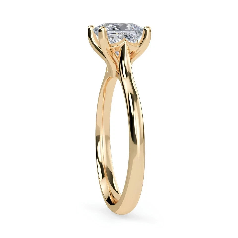Certified 1.00 CT Princess Cut VS/SI Lab Grown Diamond Wedding Ring 925 Sterling Silver With Vermeil Gold