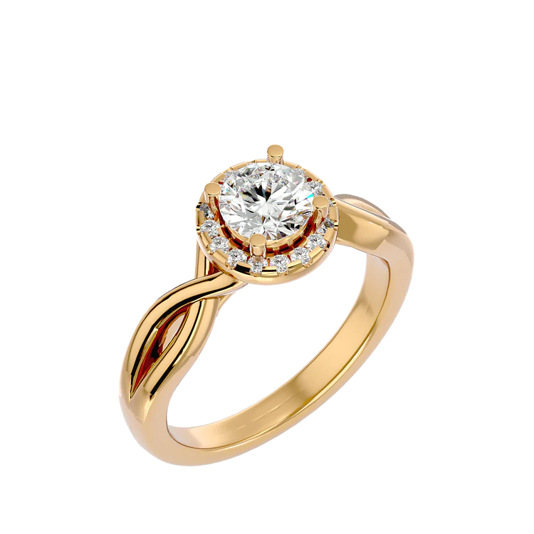 Certified 1.16 CT Round Cut EF VS/SI Lab Grown Diamond Prong Set Engagement Ring 925 Sterling Silver With Vermeil Gold