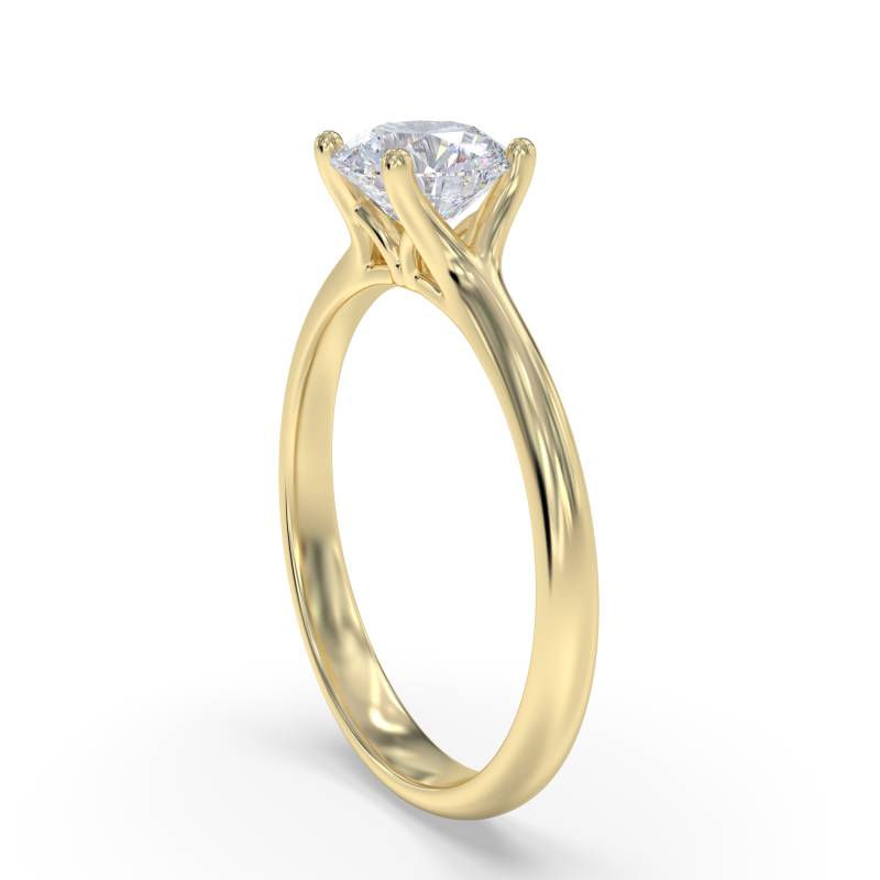 Certified 1.00 CT Round Cut EF VS/SI Lab Grown Diamond Engagement Ring 925 Sterling Silver With Vermeil Gold