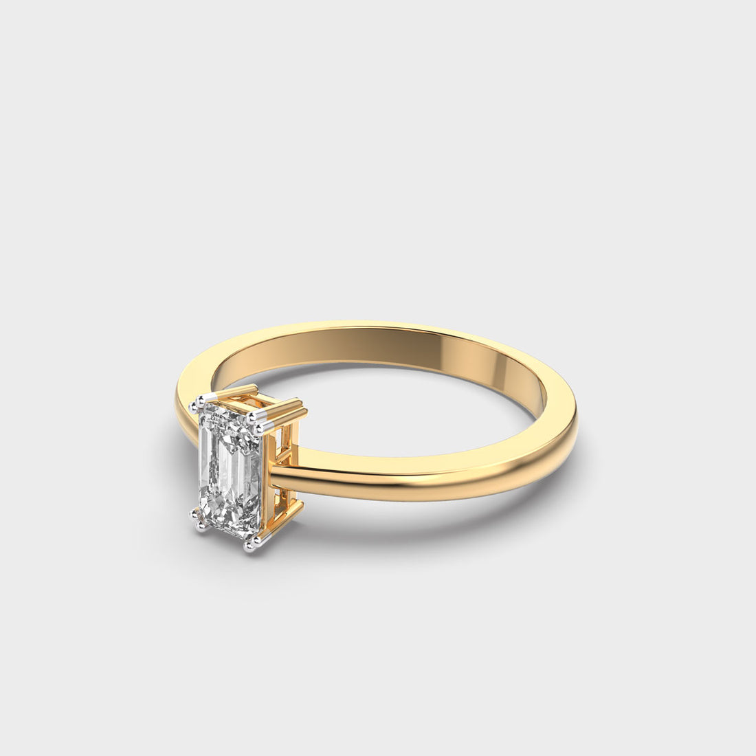 Certified 1.00 CT Emerald Cut EF VS/SI Lab Grown Diamond Nordic Gold Engagement Ring (Demi -Fine)