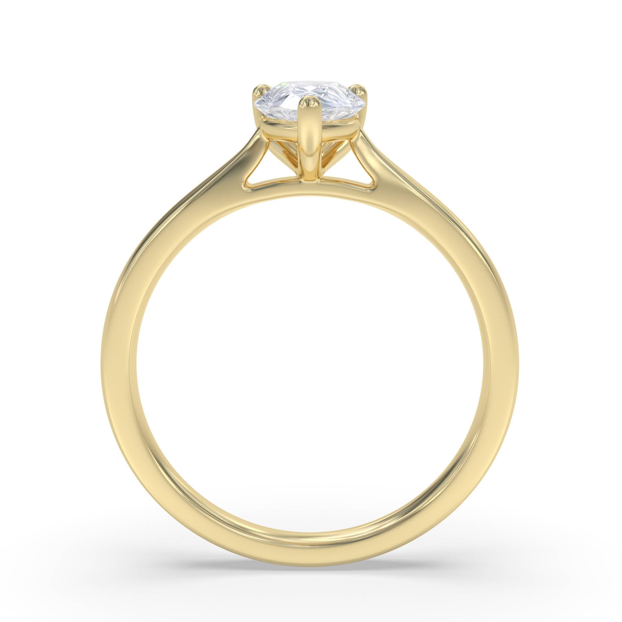 Certified 1.00 CT Pear Cut EF VS/SI Lab Grown Diamond Engagement Ring 925 Sterling Silver With Vermeil Gold