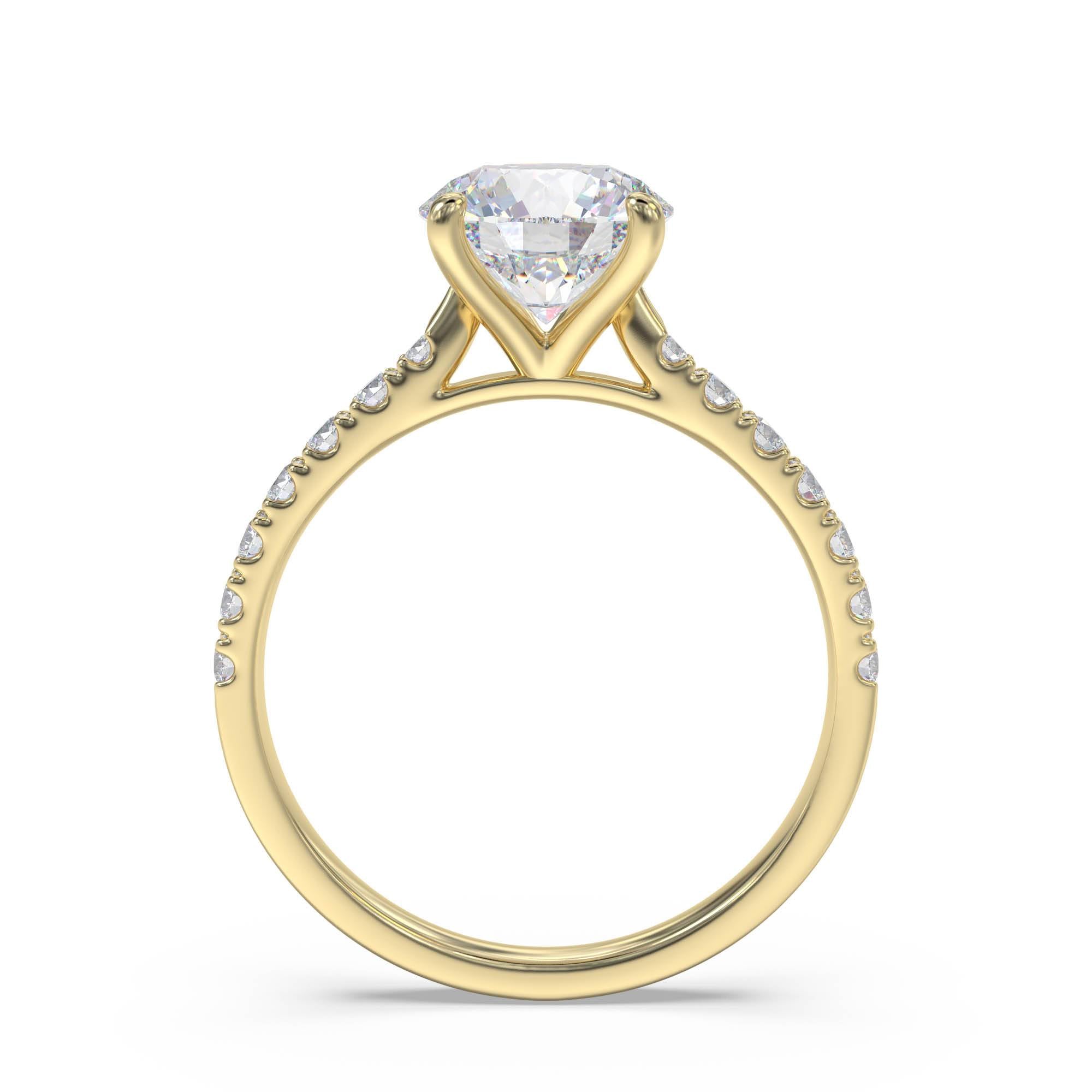 Certified 1.14 CT Round Cut EF VS/SI Lab Created Diamond Engagement Ring 925 Sterling Silver With Vermeil Gold