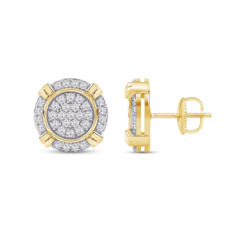 925 Sterling Silver With Vermeil Gold 0.70 CT Round Cut Certified VS/SI Lab Grown Diamond Stud Earrings