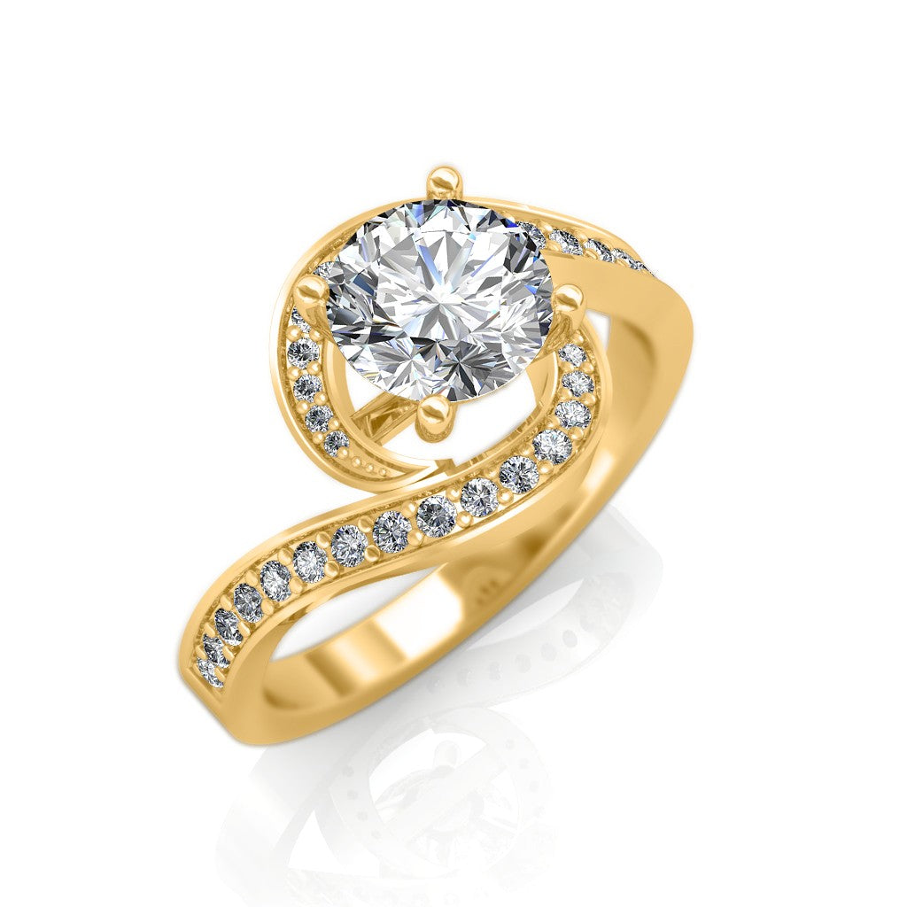 Certified 0.68 CT Round Cut EF VS/SI Lab Grown Diamond Engagement Ring 925 Sterling Silver With Vermeil Gold