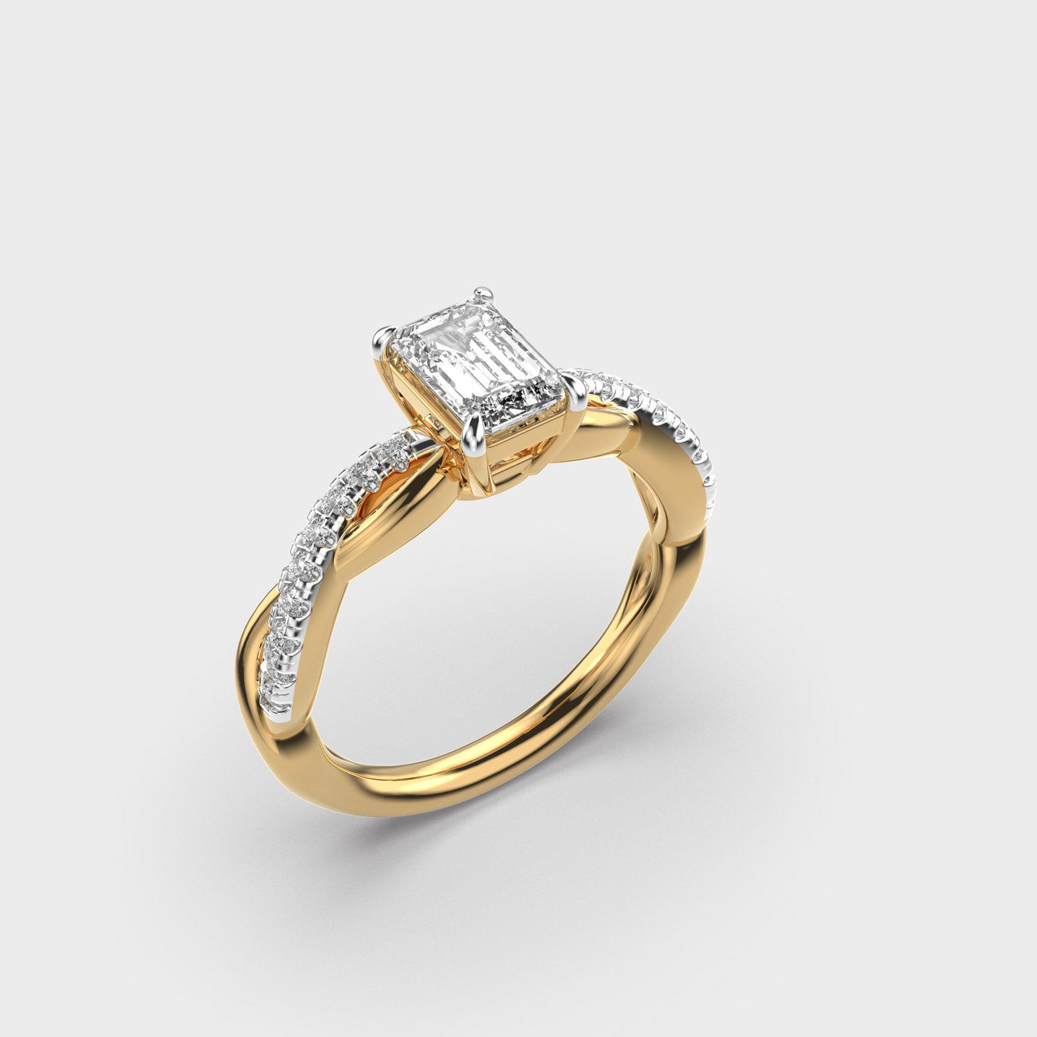 Certified 1.18 CT Emerald Cut EF VS/SI Lab Grown Diamond Engagement Ring 925 Sterling Silver With Vermeil Gold