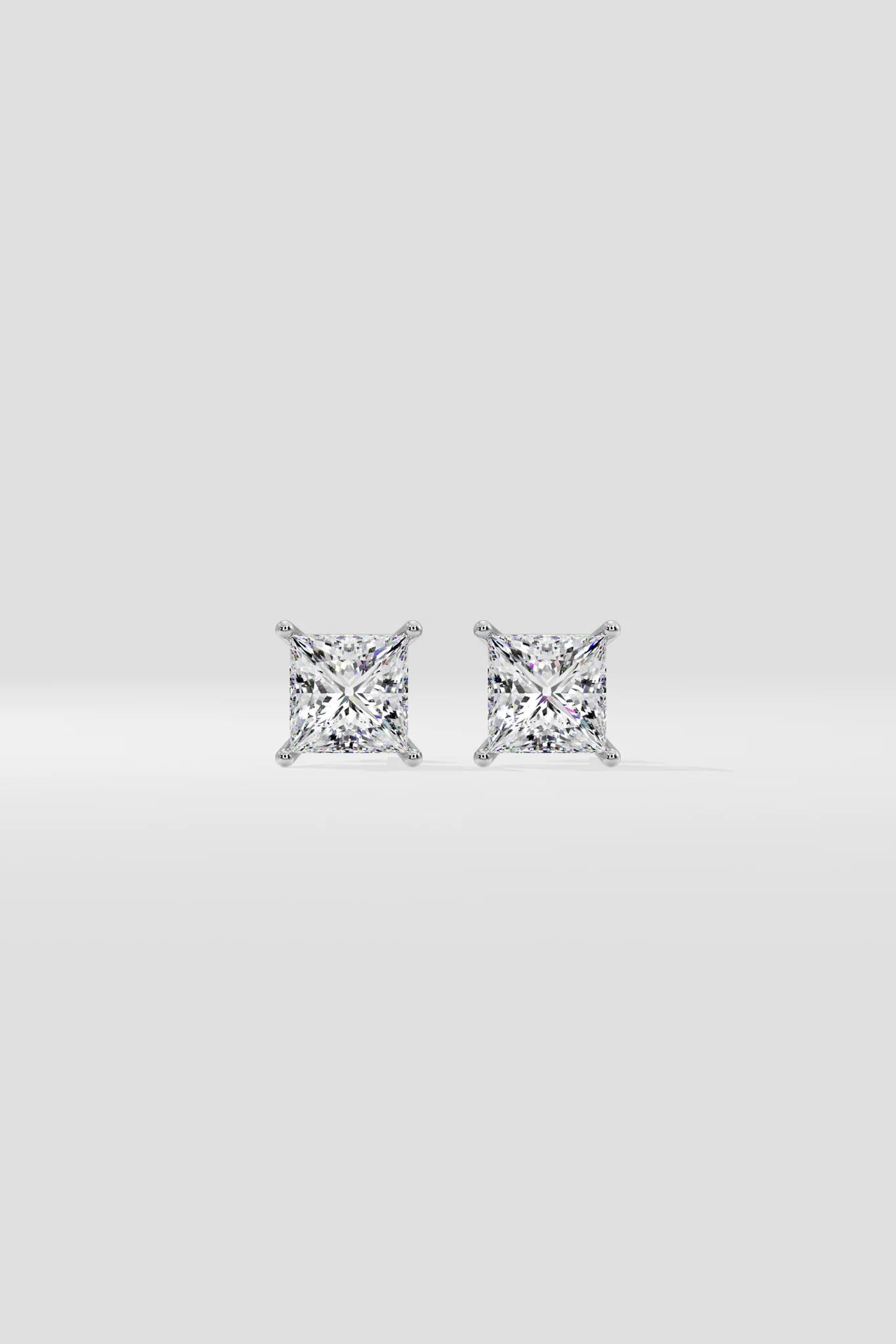 0.50 CT Princess Cut Certified VS/SI Lab Grown Diamond Stud Earrings 925 Sterling Silver With Vermeil Gold
