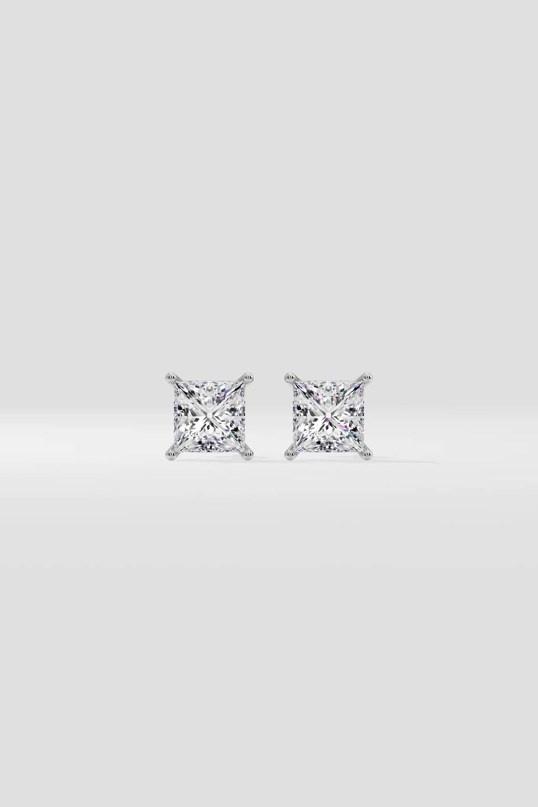 0.50 CT Princess Cut Certified VS/SI Lab Grown Diamond Stud Earrings 925 Sterling Silver With Vermeil Gold