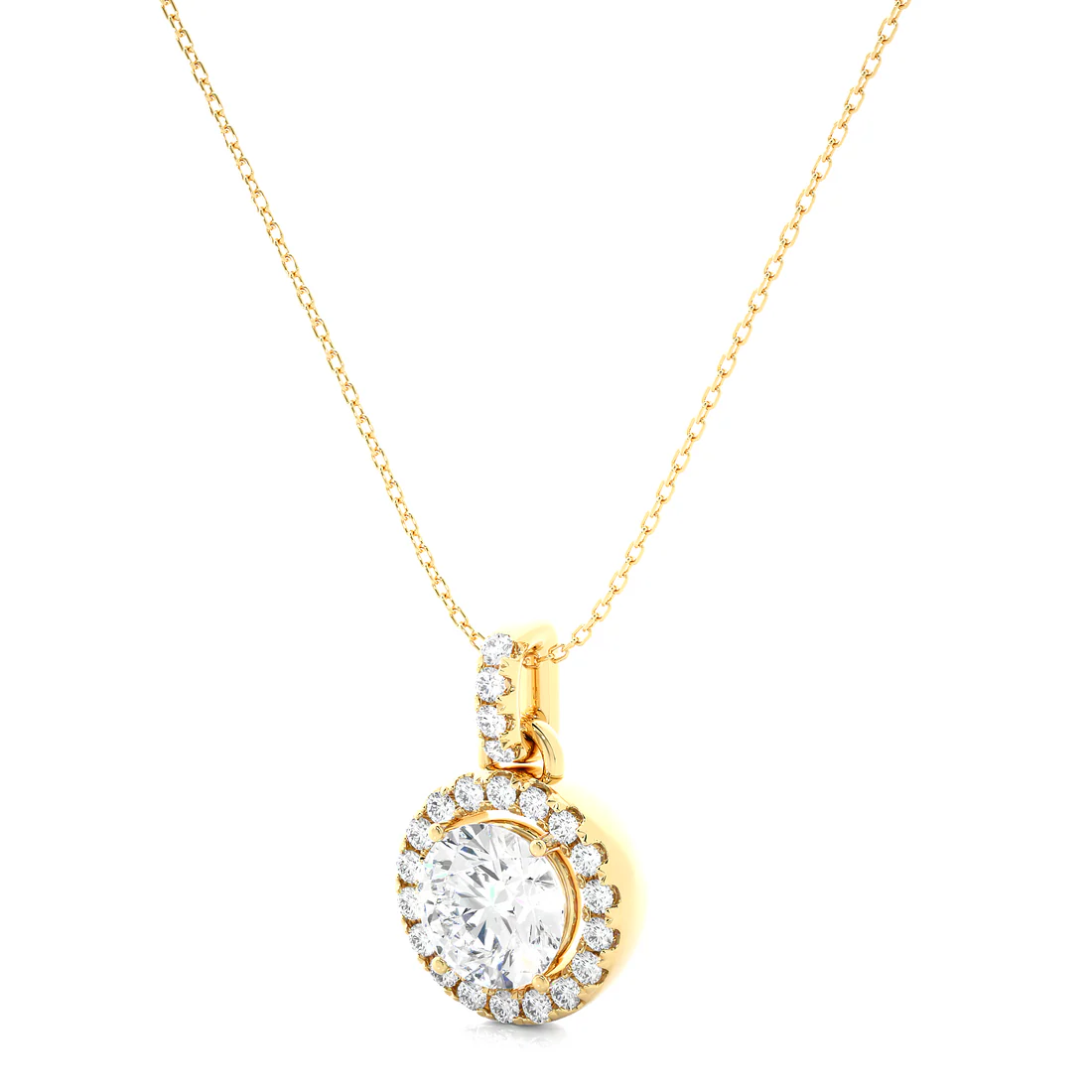 0.66 CT Round Cut EF VS/SI Lab Grown Diamond Cluster Pendant 925 Sterling Silver With Vermeil Gold ( Without Chain )