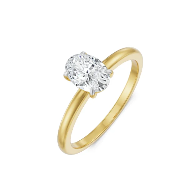 Women's Anniversary Ring Certified Oval Cut 1.00 CT EF VS/SI Lab Grown Diamond 925 Sterling Silver With Vermeil Gold