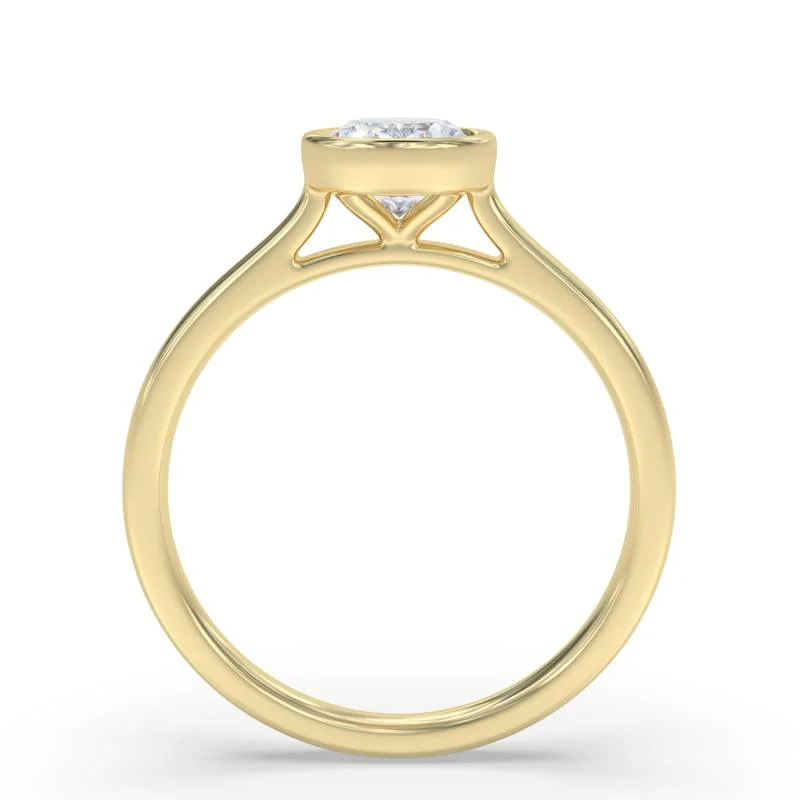 Certified 1.00 CT Oval Cut EF VS/SI Lab Grown Diamond Bezel Set Engagement Ring 925 Sterling Silver With Vermeil Gold