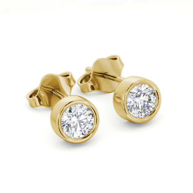 Certified 1 CT Round Cut Lab Grown Diamond Women's Stud Bezel Set Earrings 925 Sterling Silver With Vermeil Gold