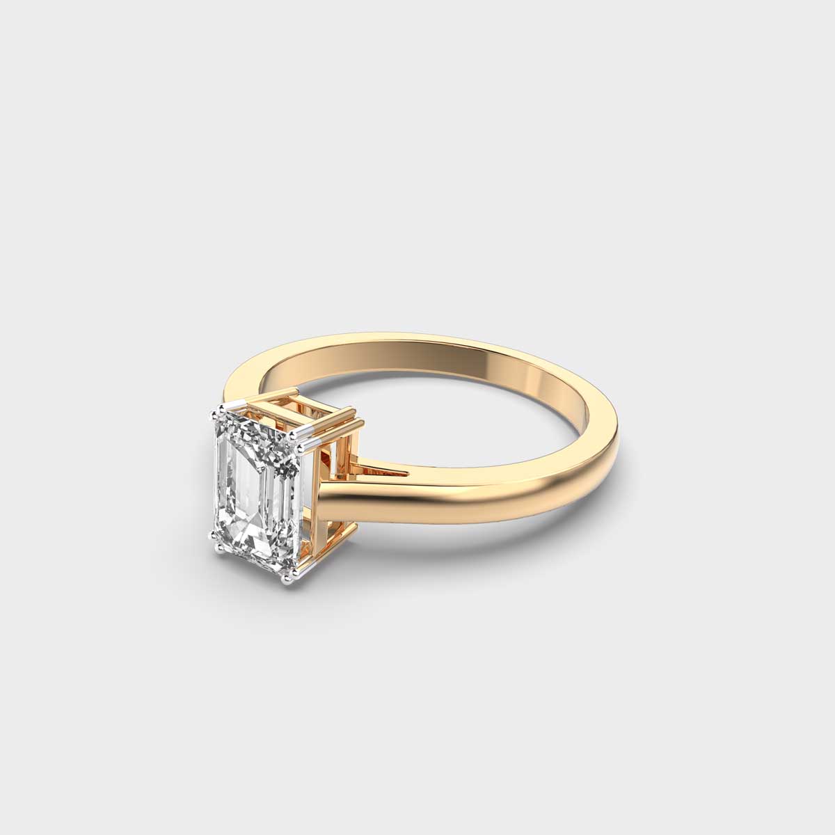 Engagement Ring Certified 1.00 CT Emerald Cut EF VS/SI Lab Grown Diamond  925 Sterling Silver With Vermeil Gold