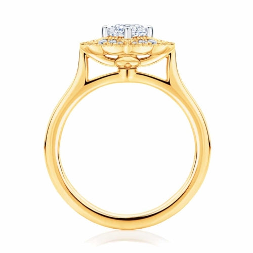 Certified 0.66 CT Round Cut EF VS/SI Lab Grown Diamond Engagement Ring 925 Sterling Silver With Vermeil Gold