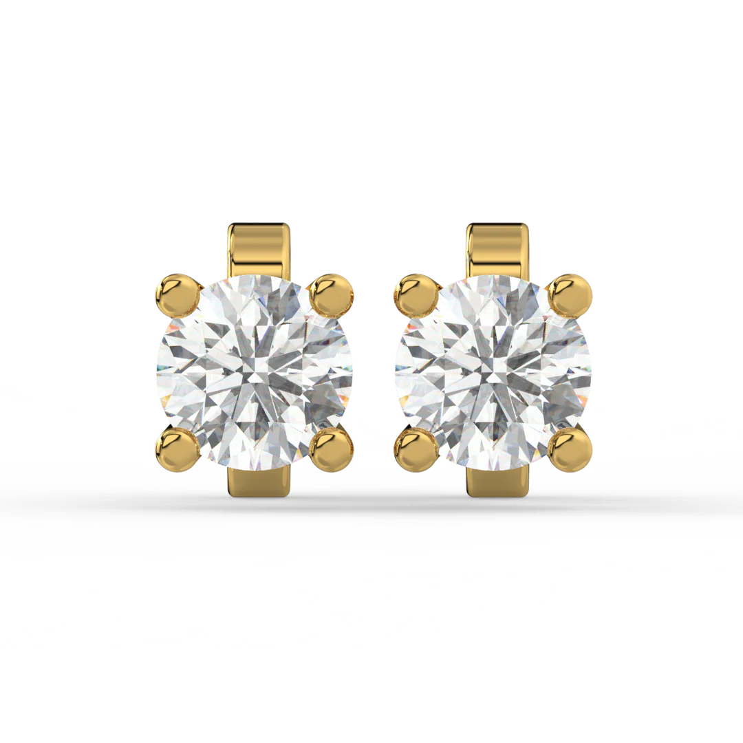 0.50 CT Round Cut Certified VS/SI Lab Grown Diamond Stud Earrings 925 Sterling Silver With Vermeil Gold